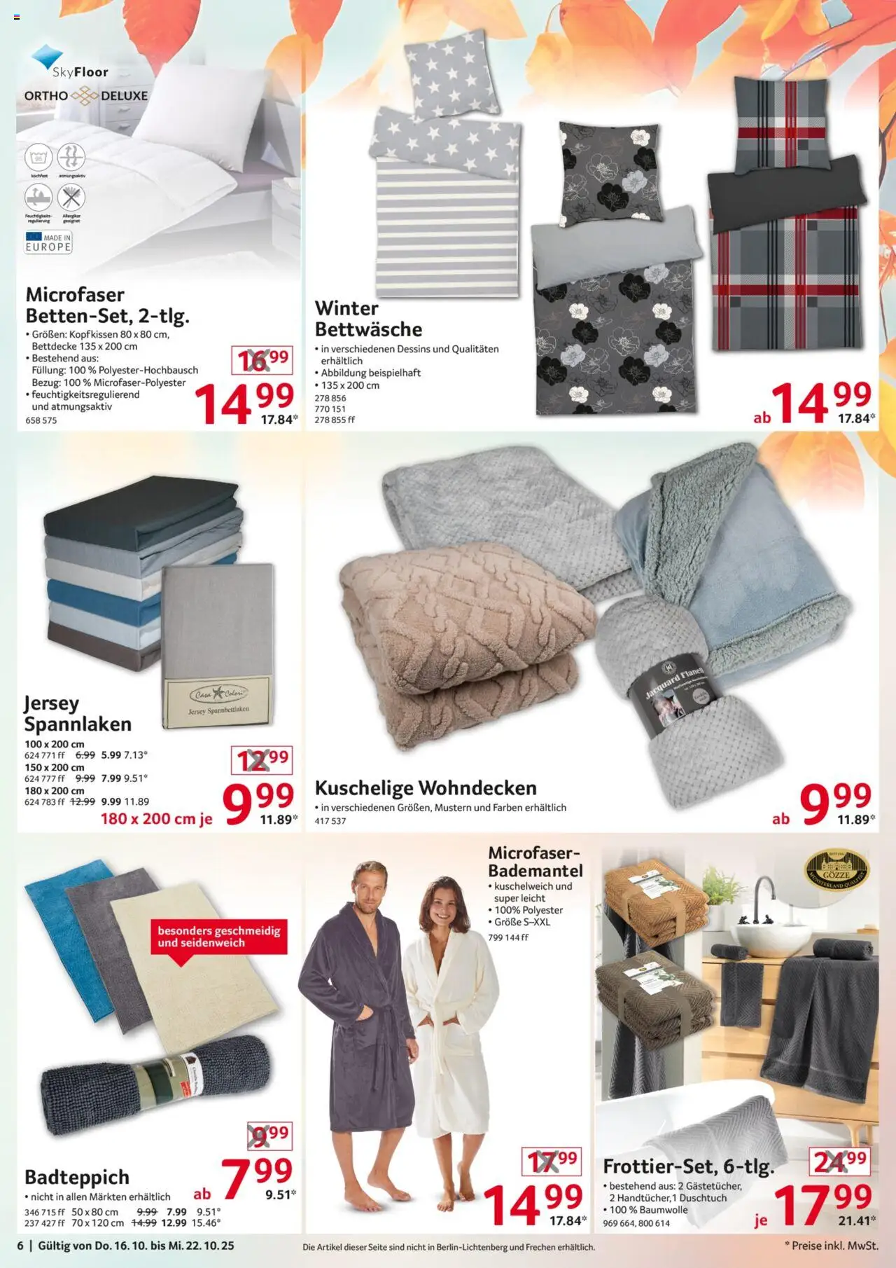 Selgros  Non Food – gültig ab 16.10.2025 | Seite: 6 | Produkte: Bettwäsche, Bettdecke, Kopfkissen, Bademantel