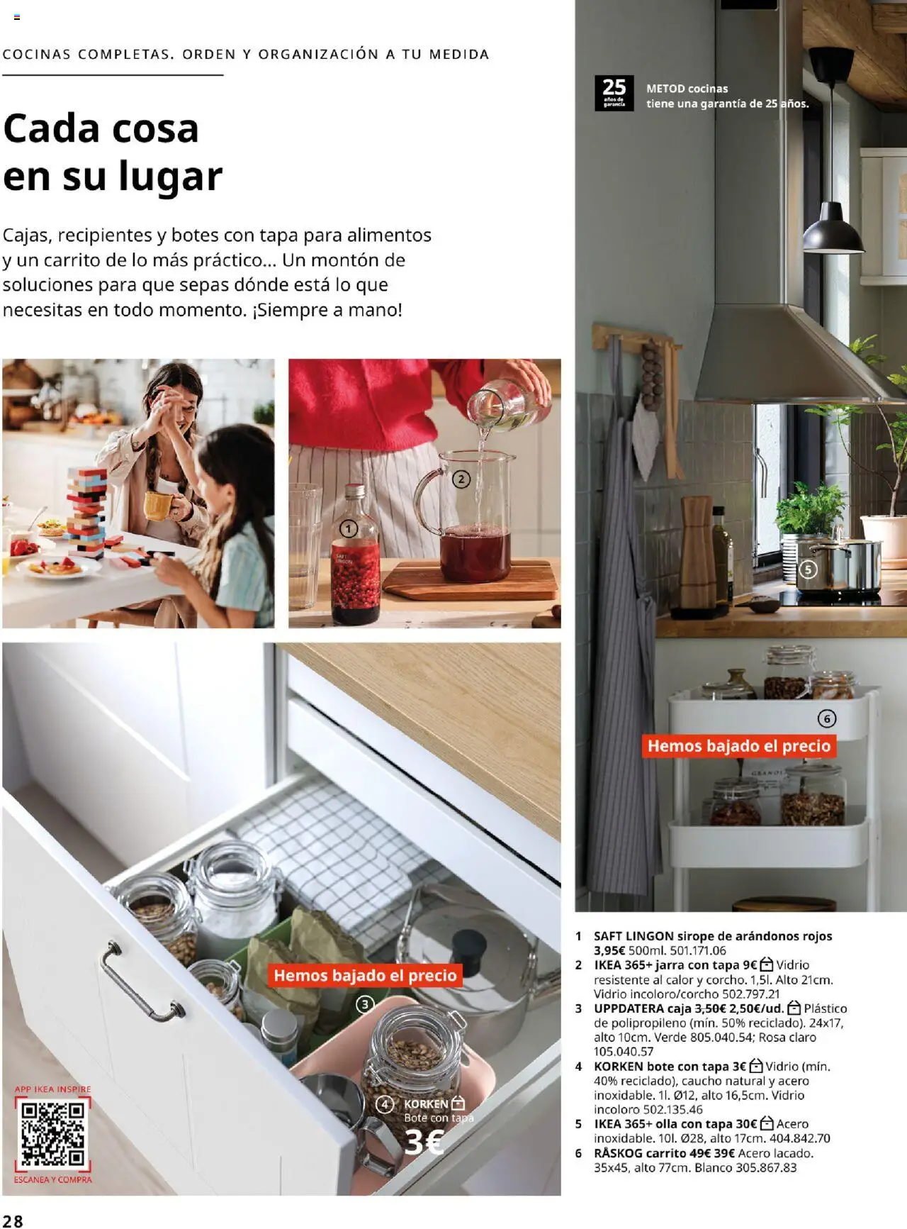 Catálogo IKEA La vida comienza en la cocina │ válido desde el 18.09.2025 | Página: 28 | Productos: Κούβα, Jarra con tapa, Caja