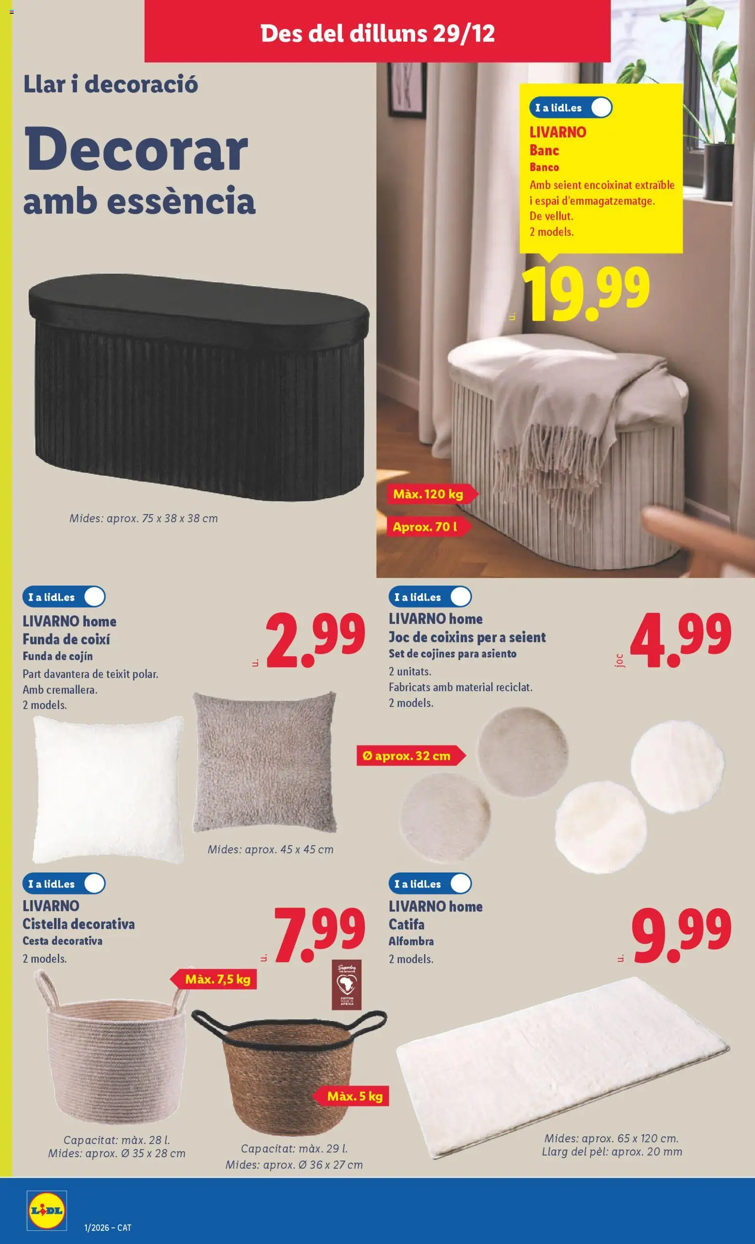 Lidl folleto de bazar │ válido desde el 29.12.2025 | Página: 10 | Productos: Funda, Funda de cojín, Cesta, Alfombra