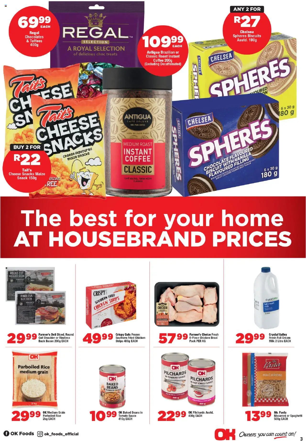 OK Foods Eastern Cape - Specials │ valid from 13.08.2025 | Page: 3 | Products: Milk, Cheese, Coffee, Pasta