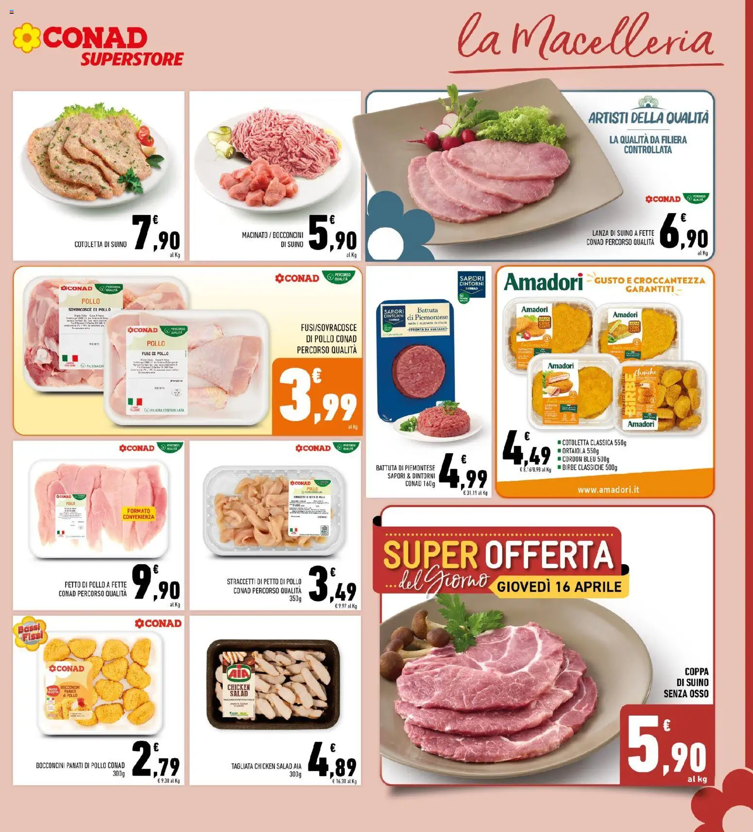 Volantino Conad del 08.04.2026 | Pagina: 5 | Prodotti: Petto di Pollo, Pollo, Nuggets, Suino