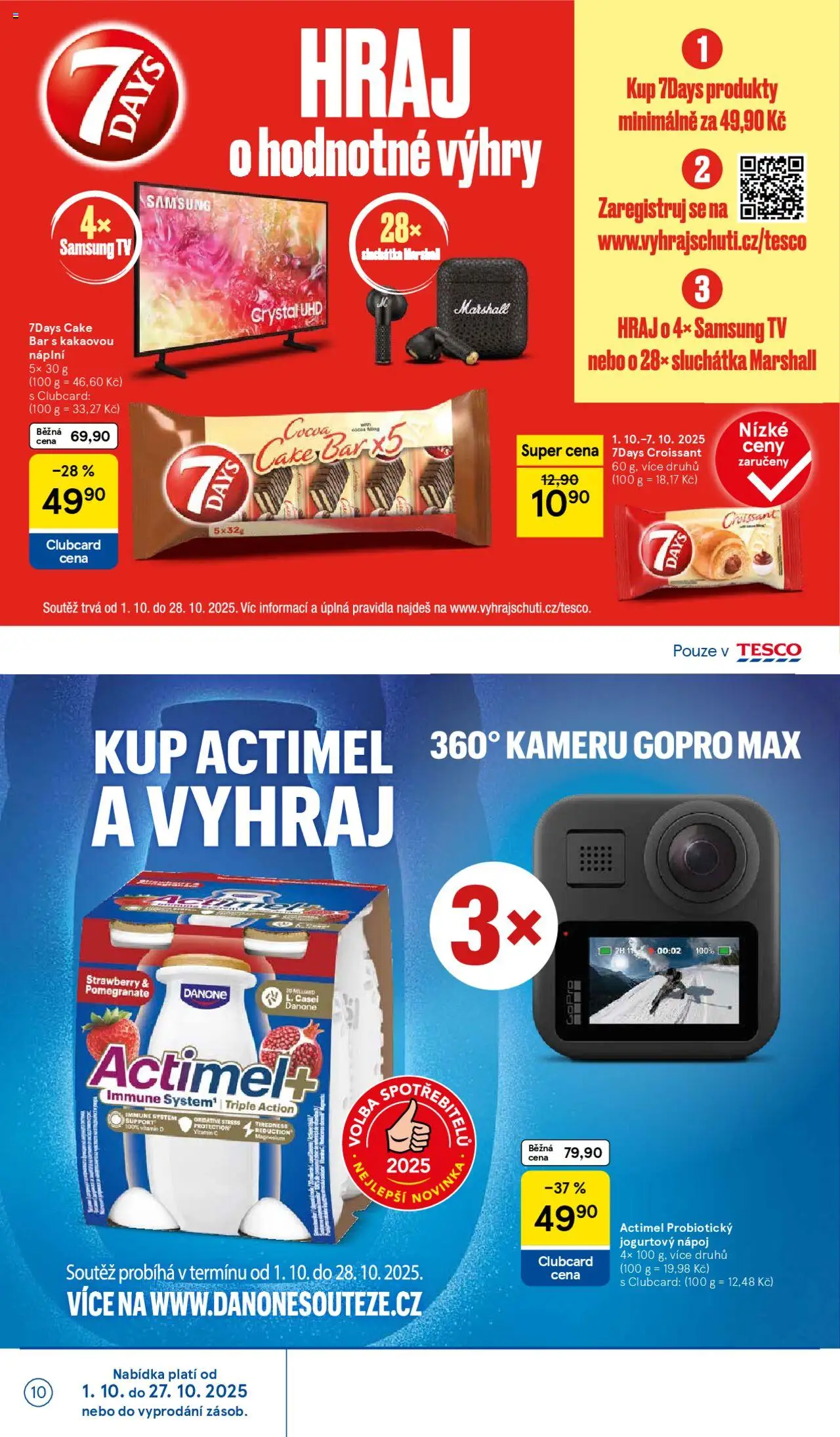 Tesco leták - Hypermarket od 01.10.2025 | Strana: 10 | Produkty: Sluchátka, Samsung, Croissant, Actimel