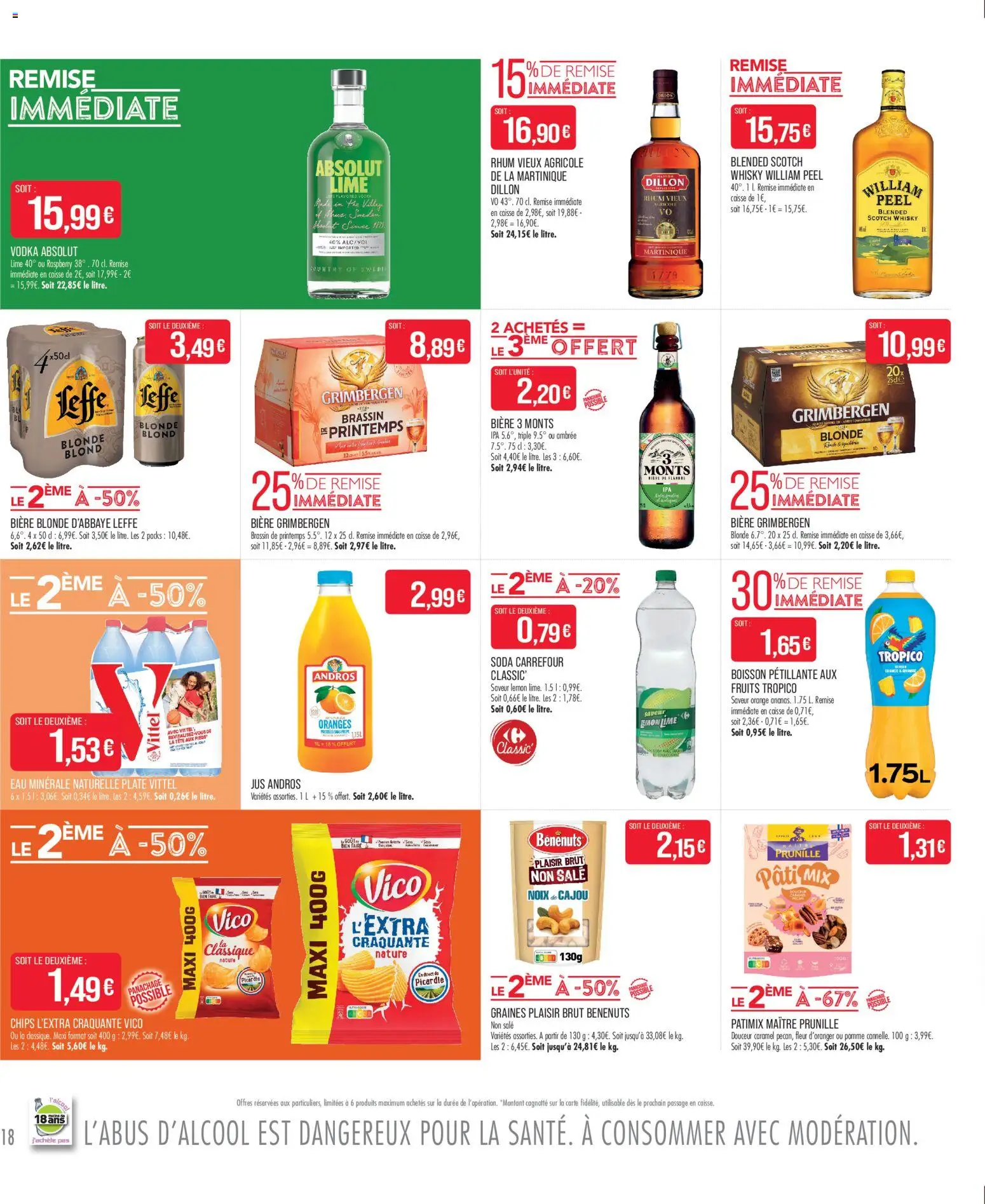 {H1} | Page: 18 | Produits: Eau minérale, Bière blonde, Oranges, Thé