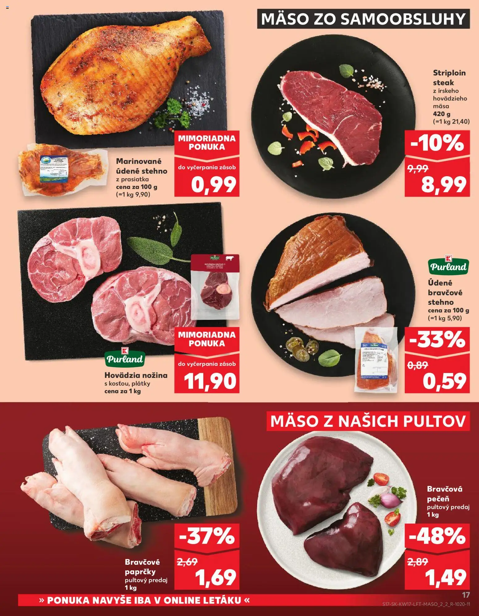 Nové Kaufland akcie – leták je platný od 23.04.2026 | Strana: 17 | Produkty: Bravčové stehno, Steak