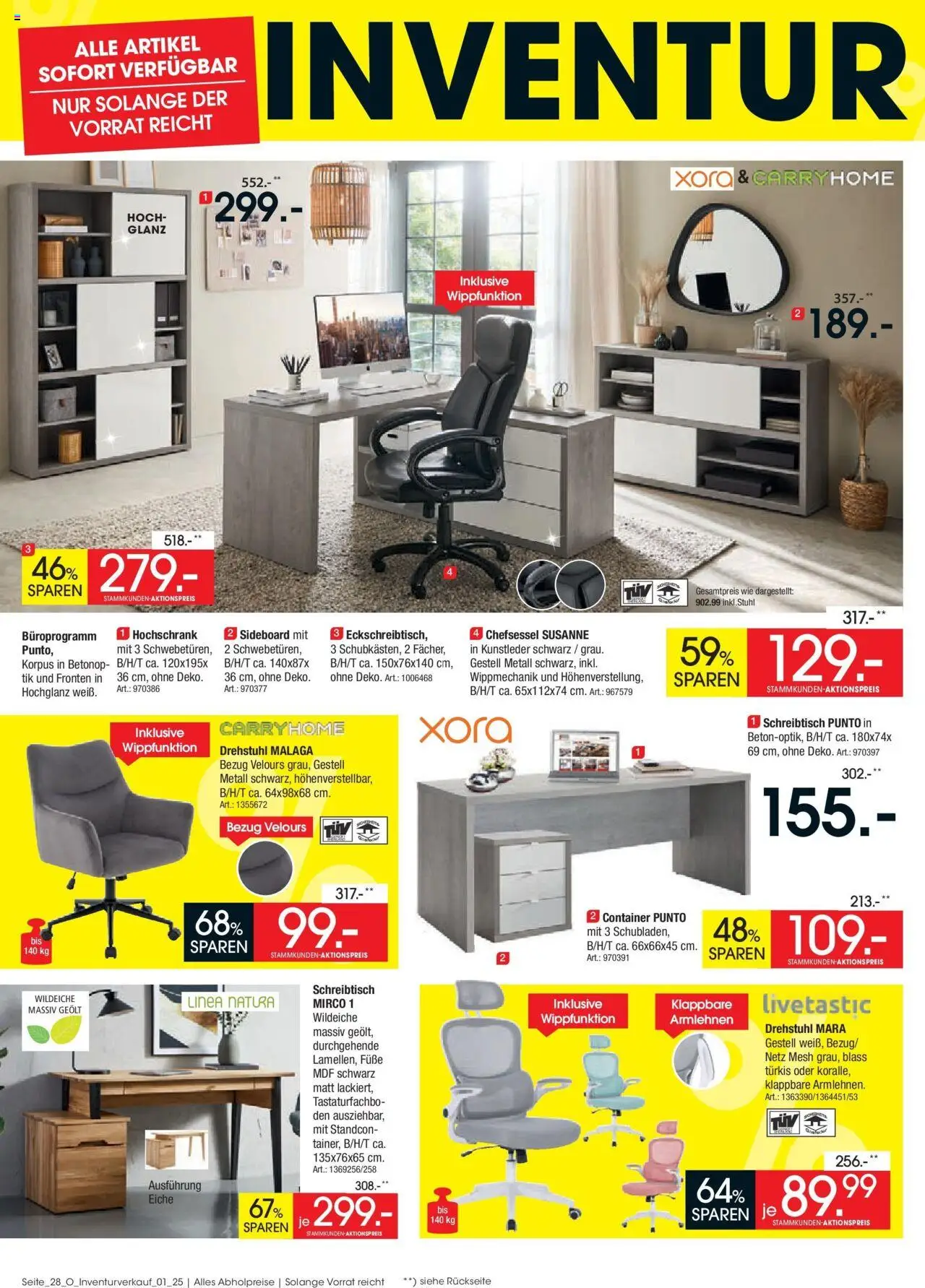 Zurbrüggen Großer Inventurverkauf – gültig ab 18.05.2025 | Seite: 22 | Produkte: Sideboard, Hochschrank, Chefsessel