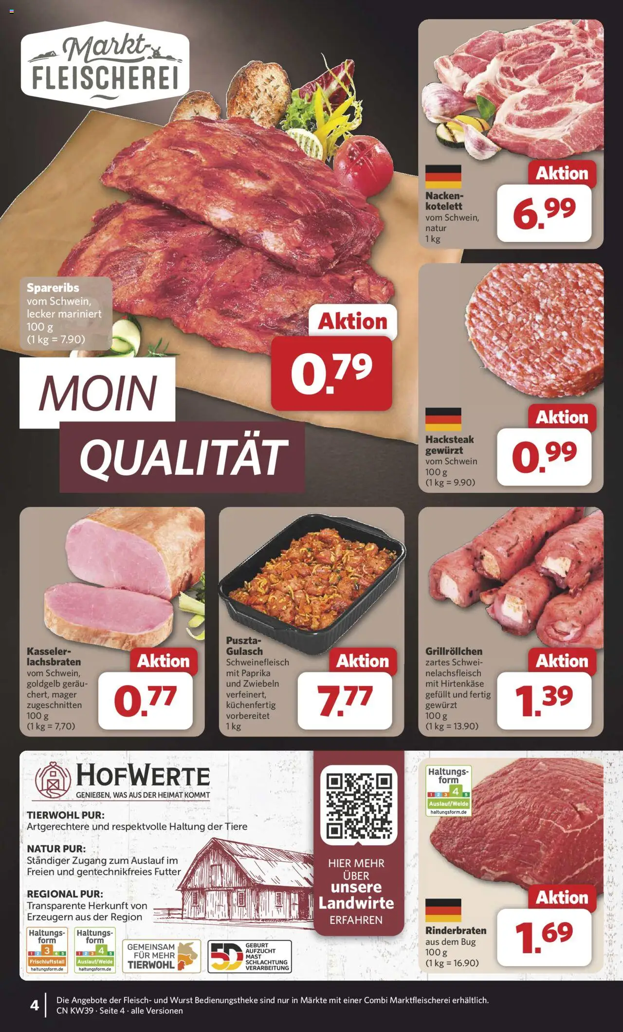 Combi Prospekt 	 – gültig ab 22.09.2025 | Seite: 4 | Produkte: Rinderbraten, Paprika, Gulasch, Fleisch