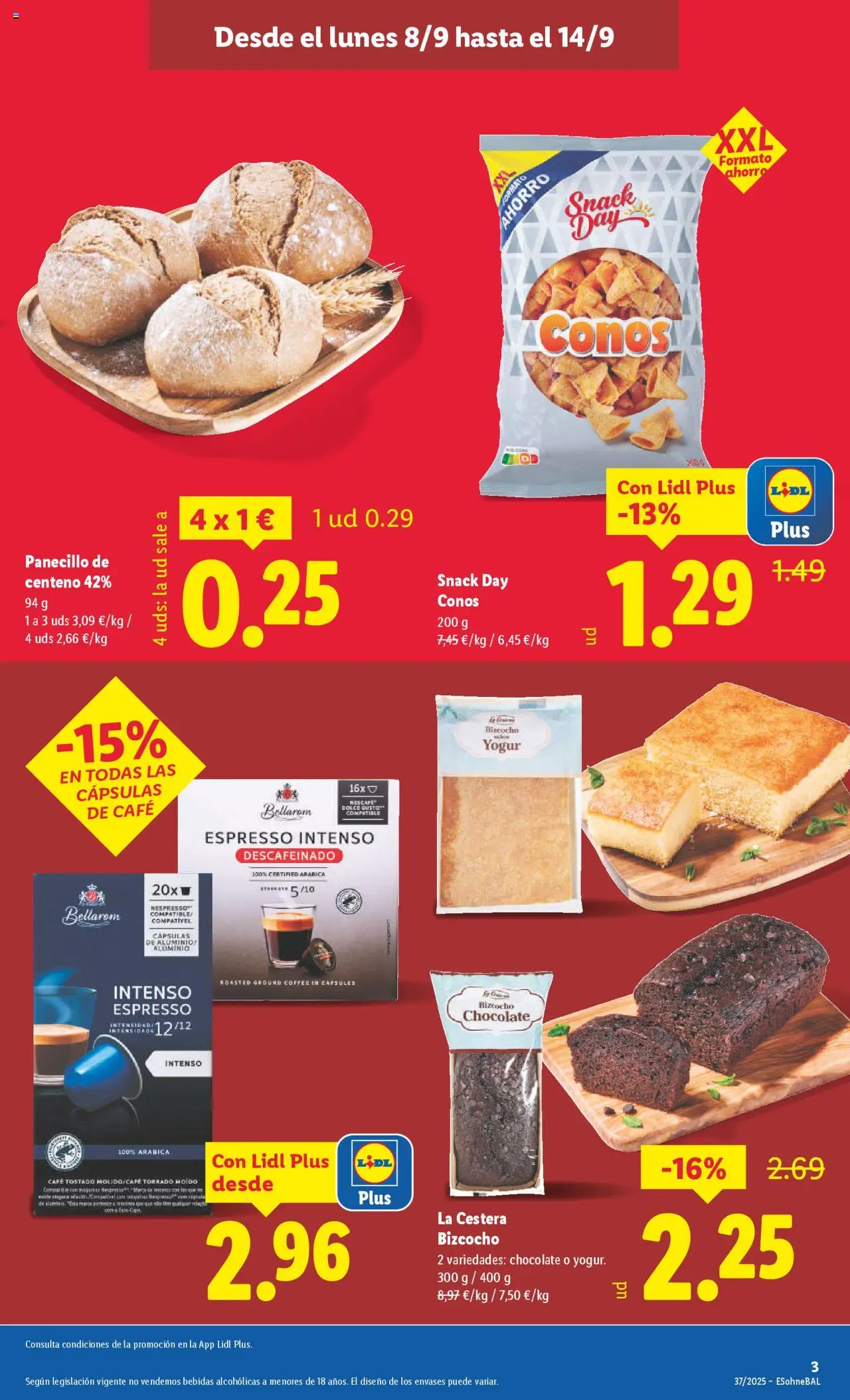 Lidl folleto │ válido desde el 08.09.2025 | Página: 5 | Productos: Yogur, Café, Chocolate, Bizcocho