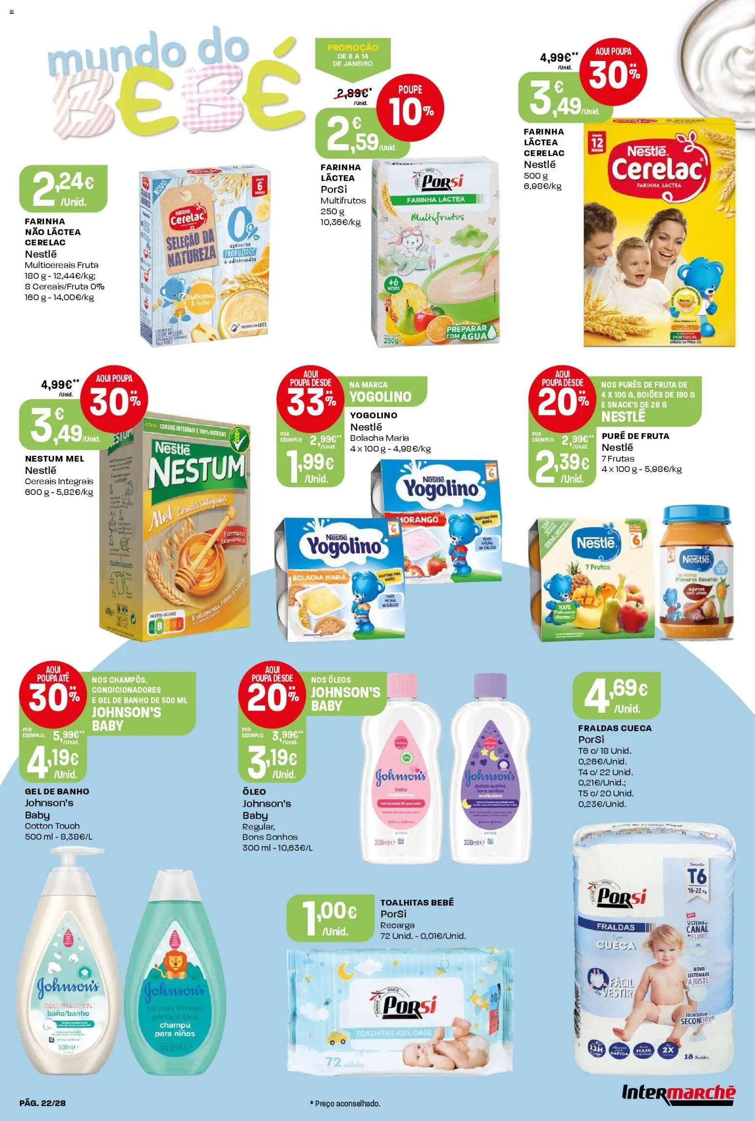Intermarché Folheto Contact │ válido de 08.01.2026 | Página: 22 | Produtos: Vitela, Farinha láctea, Ferro, Gel de banho