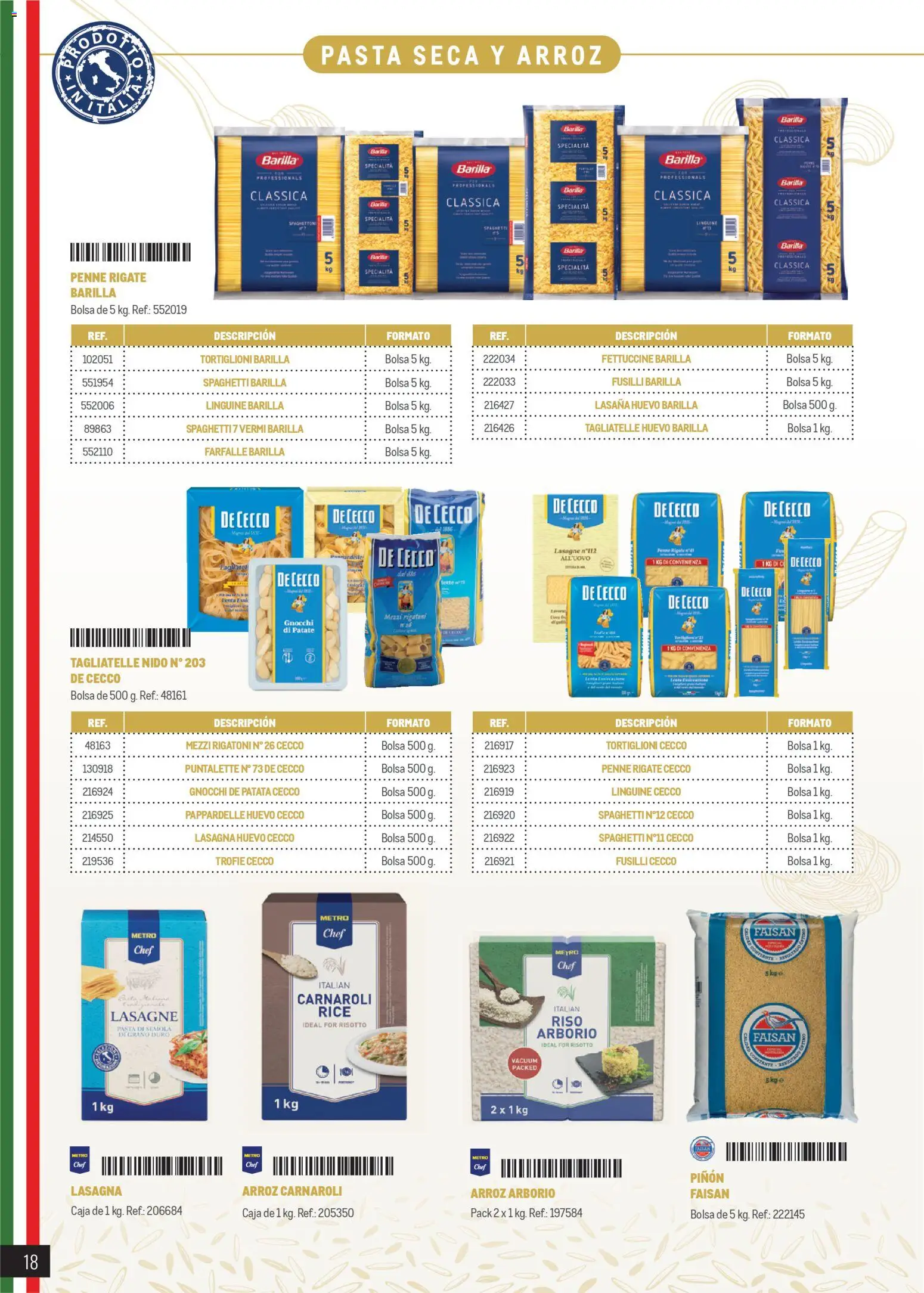 Makro Restaurantes italianos Canarias │ válido desde el 27.03.2026 | Página: 18 | Productos: Arroz, Pasta, Bolsa, Δαχτυλίδι φωτός