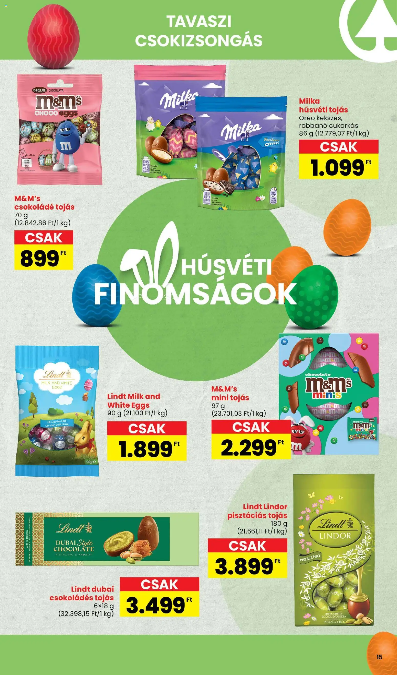 Spar akciós ujság - amely érvényes a következő dátumtól: 05.03.2026 | Oldal: 15 | Termékek: Tojás, Csokoládé