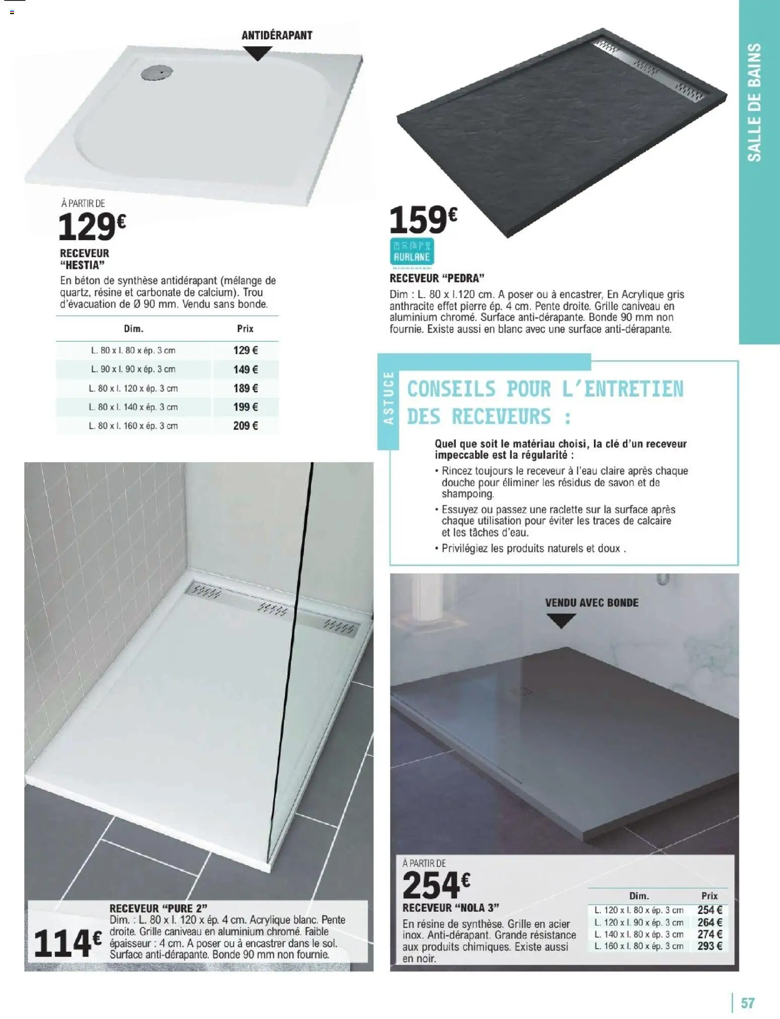 {H1} | Page: 57 | Produits: Clé, Savon, Raclette, Douche