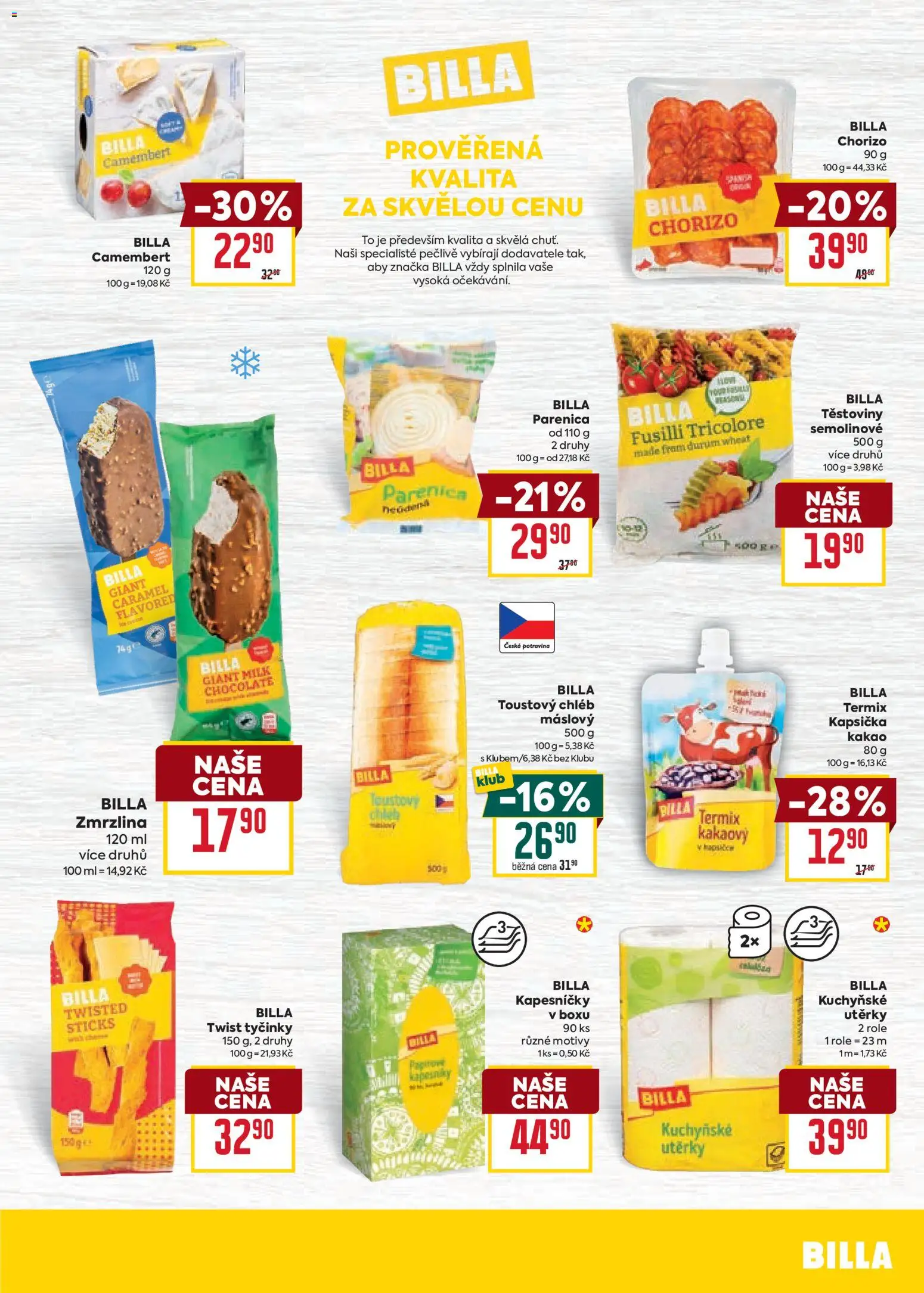 Billa Velký leták od 14.01.2026 | Strana: 17 | Produkty: Chléb, Těstoviny, Utěrky, Chorizo