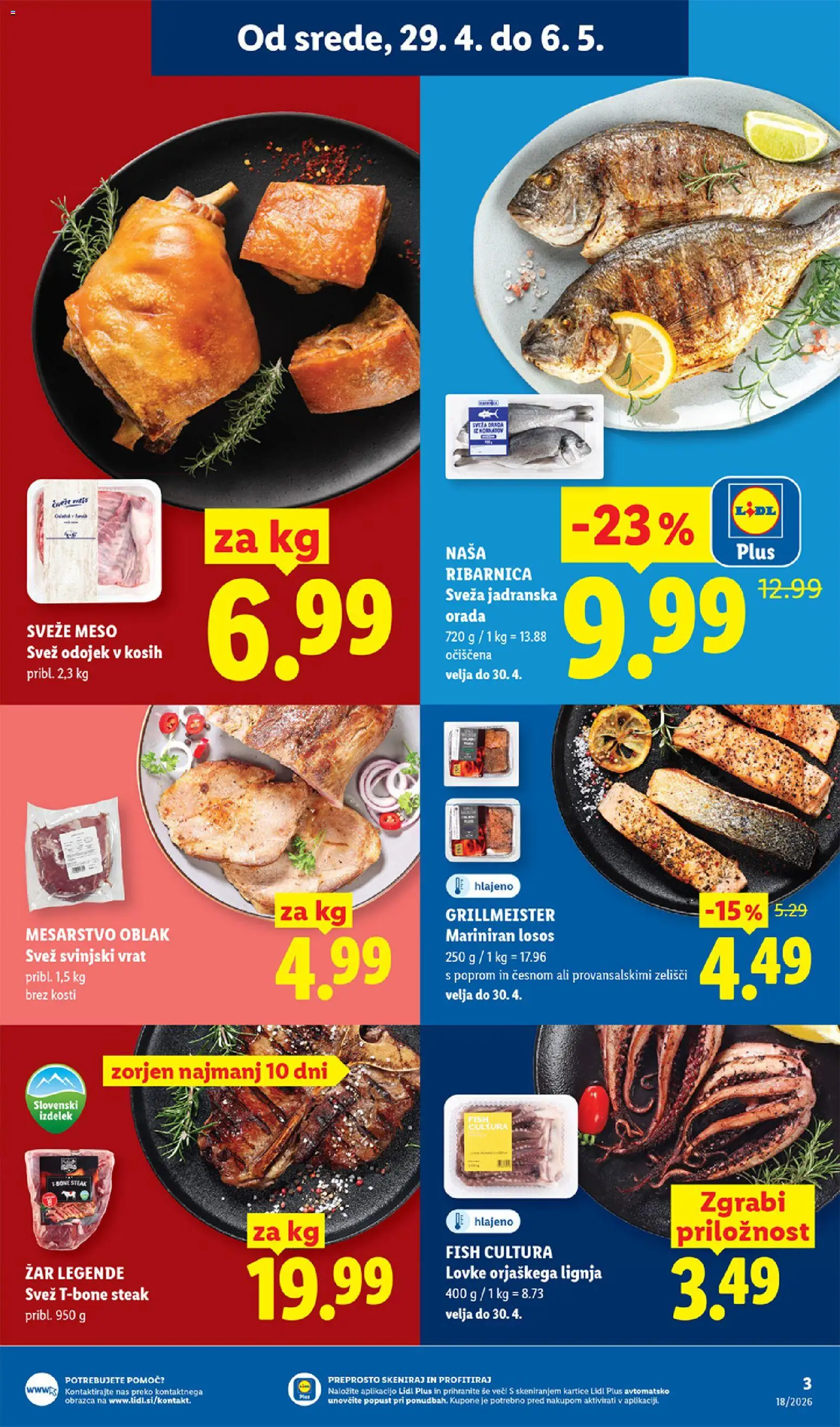 Novi Lidl katalog ponudbe – veljaven od 29.04.2026 | Stran: 3 | Izdelki: Zar, Losos, Orada