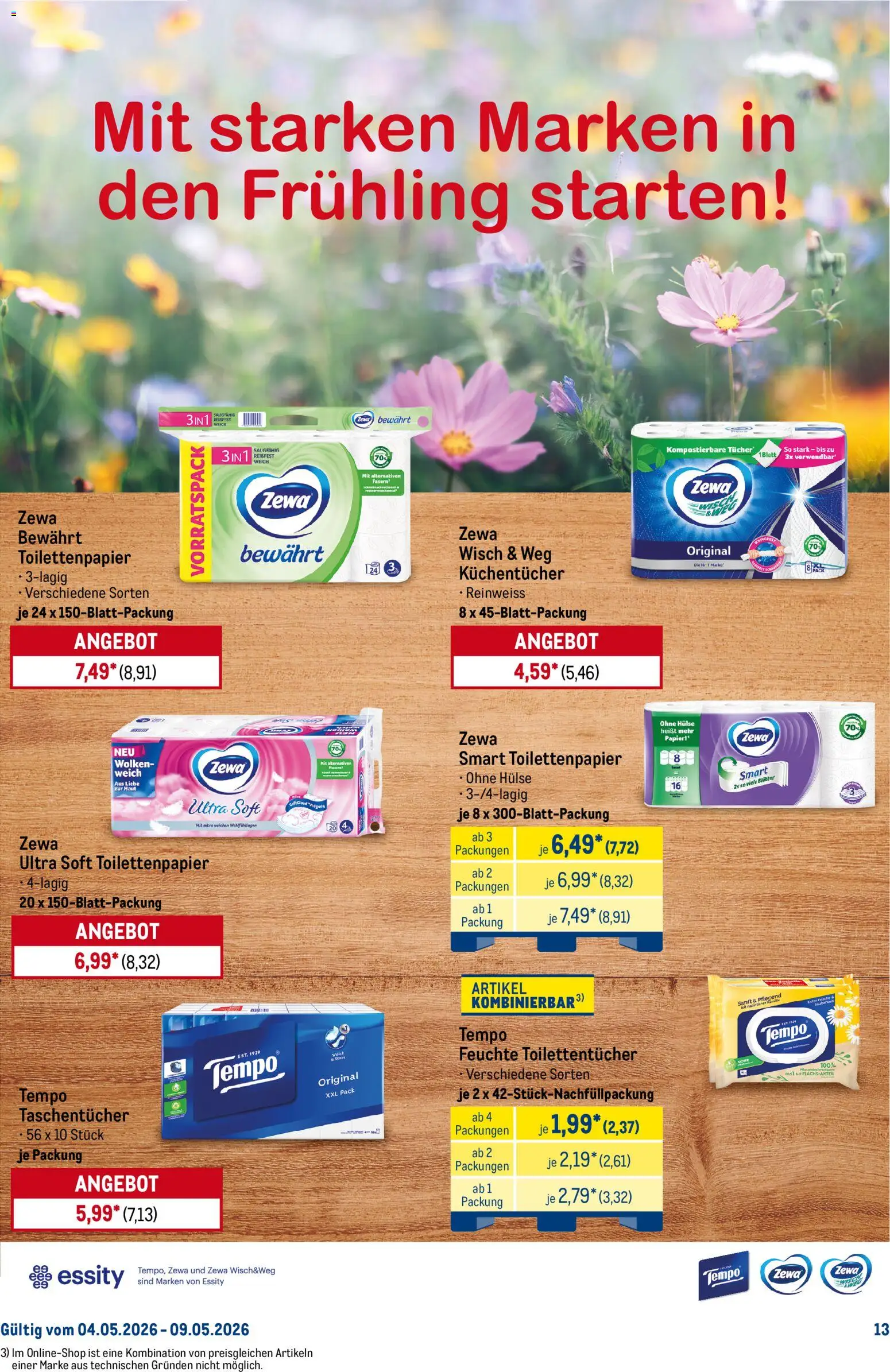 Metro Starke Marken – gültig ab 04.05.2026 | Seite: 13 | Produkte: Zewa, Tempo, Toilettenpapier