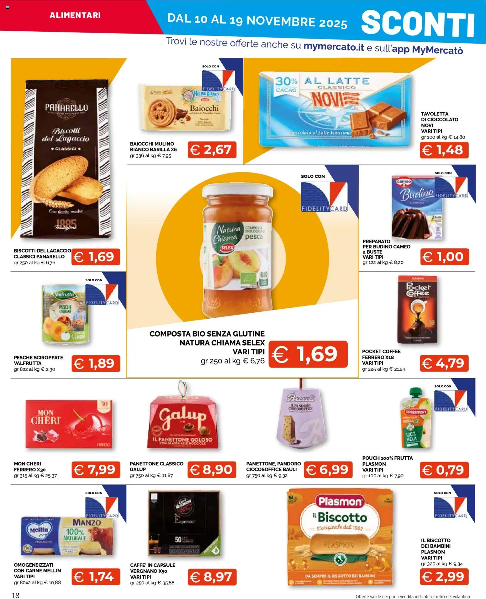 Volantino Mercatò del 10.11.2025 | Pagina: 18 | Prodotti: Biscotti, Pandoro, Cacao, Glassa