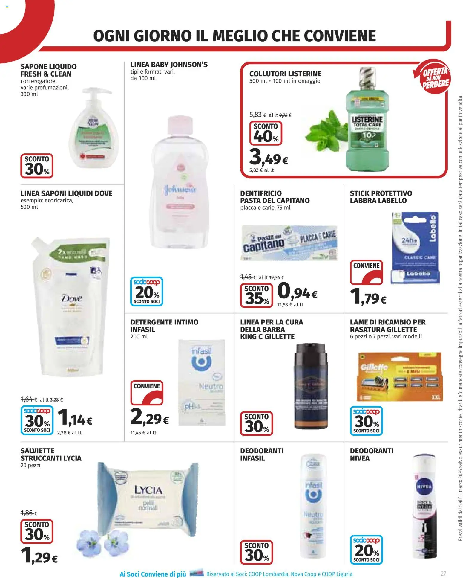 Volantino COOP del 05.03.2026 | Pagina: 27 | Prodotti: Sapone, Dentifricio, Pasta, Data