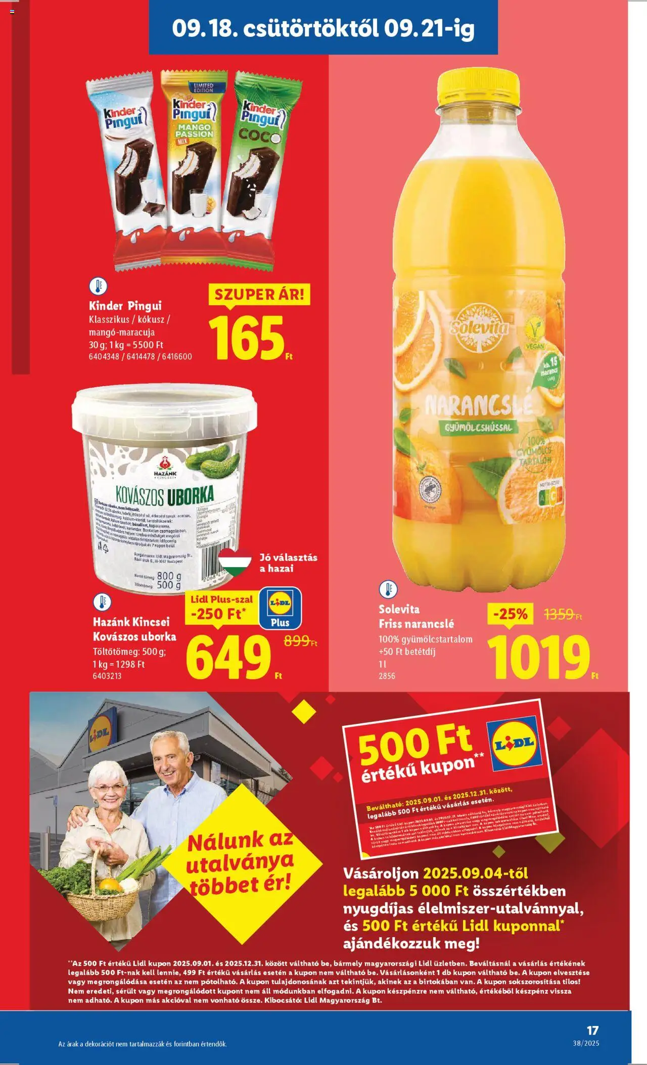 Lidl akciós ujság - amely érvényes a következő dátumtól: 18.09.2025 | Oldal: 17 | Termékek: Narancs, Koriander, Vegán, Mangó
