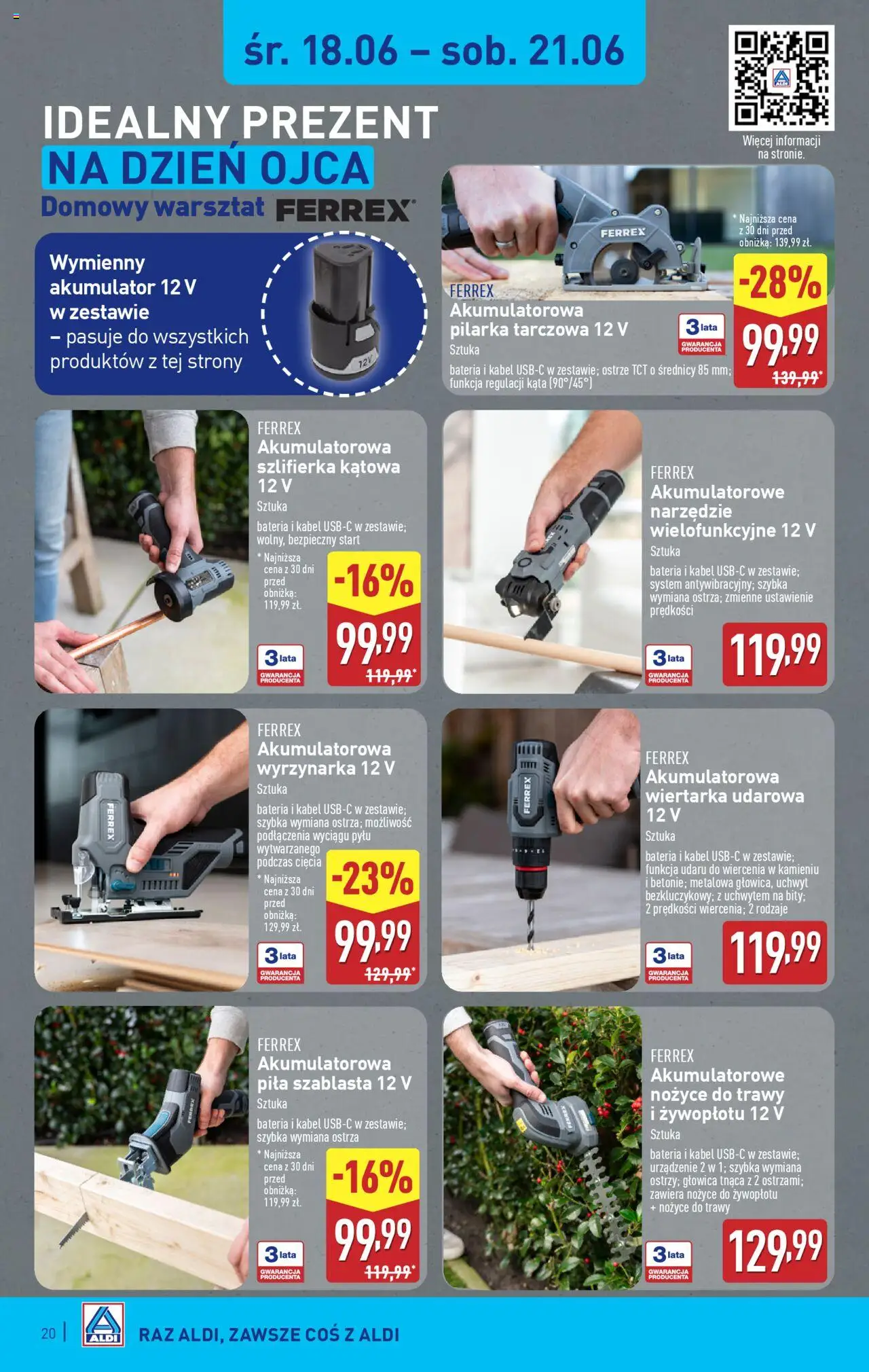 Aldi Gazetka od 16.06.2025 | Strona: 20 | Produkty: Trawy, Bateria, Nożyce do trawy, Nożyce do żywopłotu