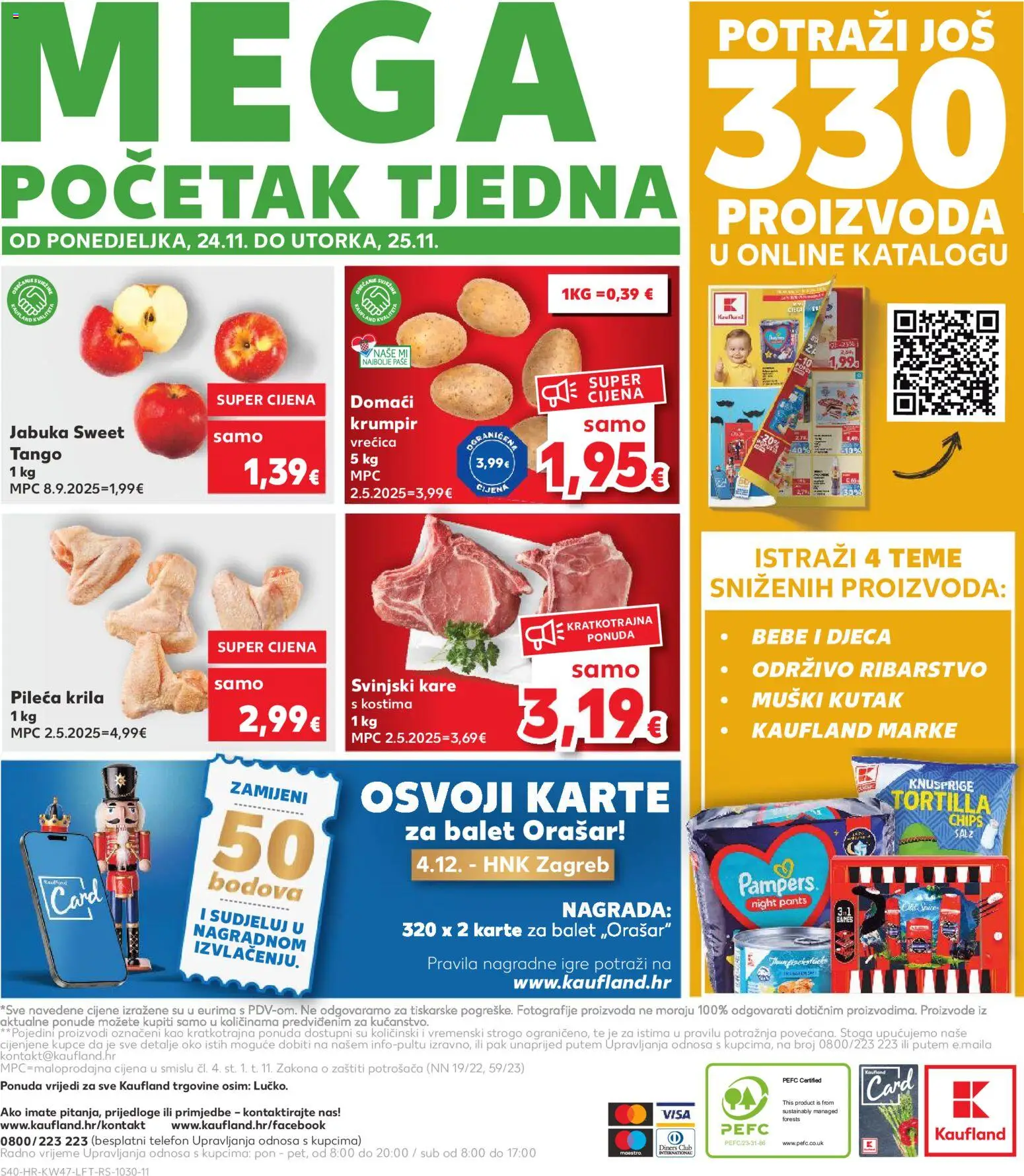 Kaufland katalog | vrijedi od 19.11.2025 | Stranica: 40 | Proizvodi: Pileća krila, Svinjski kare, Krumpir, Pampers