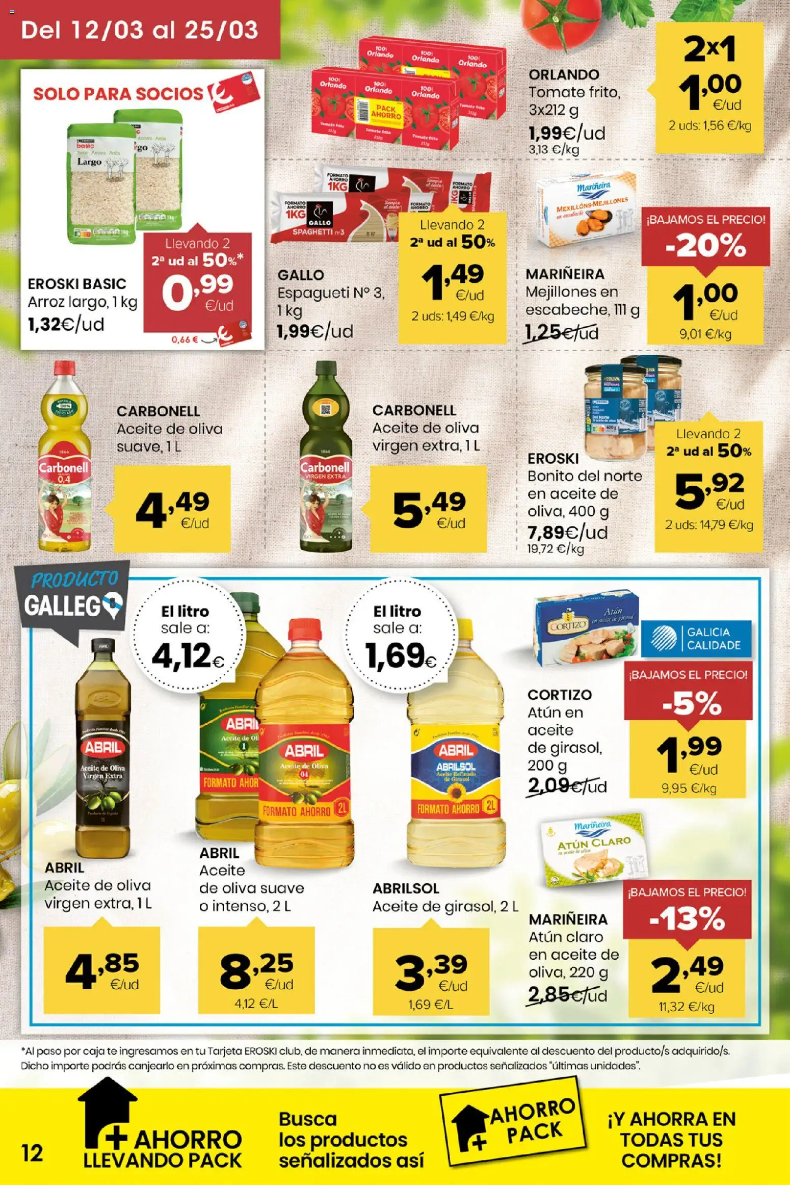 Eroski folleto │ válido desde el 12.03.2026 | Página: 12 | Productos: Arroz, Aceite de oliva, Caja, Atún claro