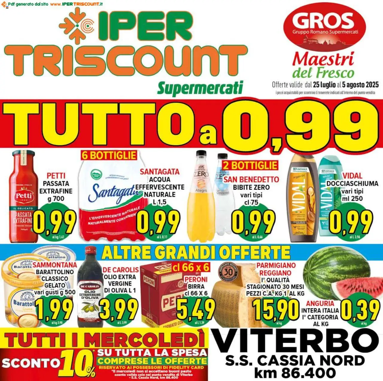 Volantino Ipertriscount del 25.07.2025 | Pagina: 1 | Prodotti: Gelato, Acqua, Bibite, Acqua minerale