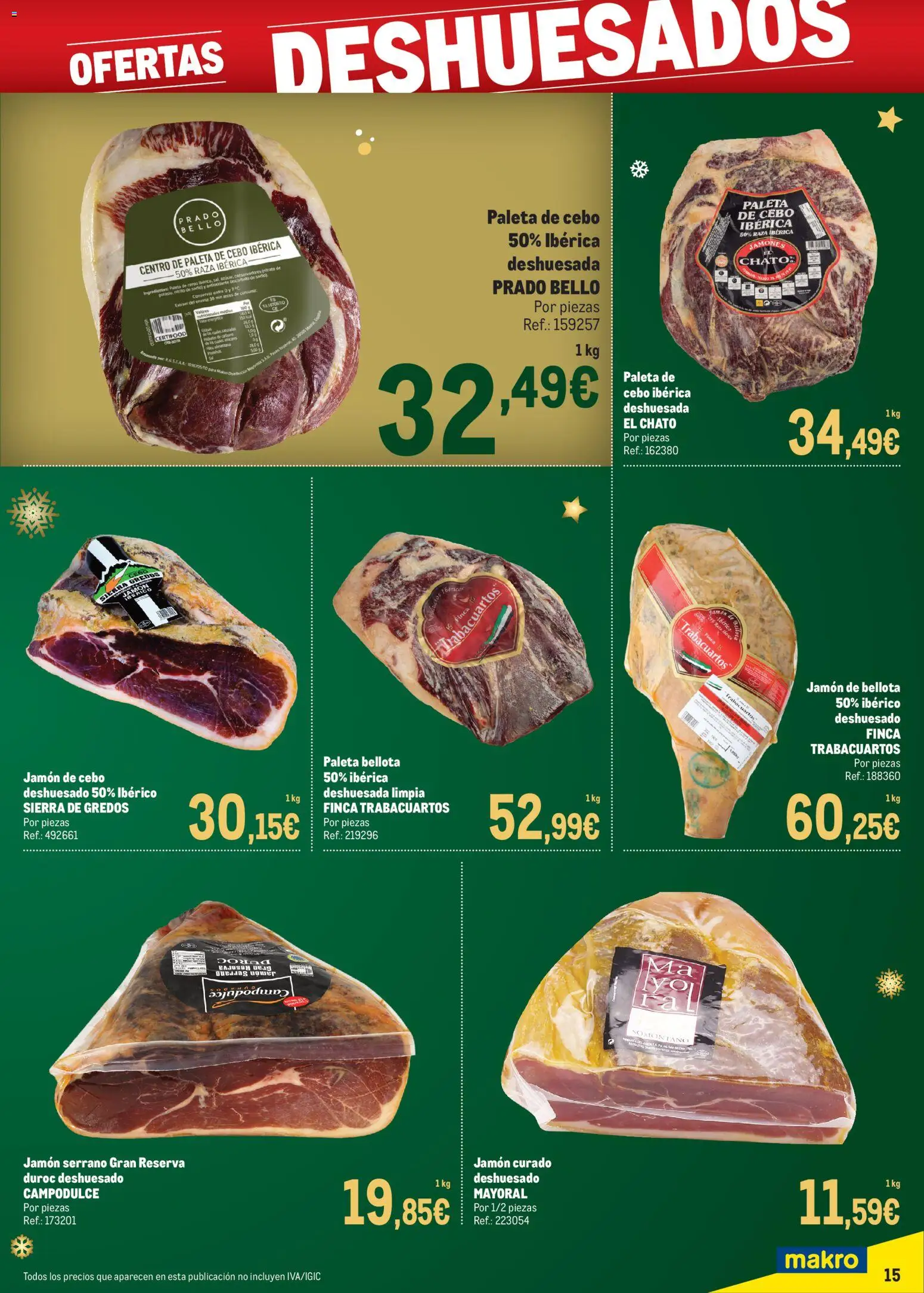Makro - Precios Navidad Sur │ válido desde el 24.11.2025 | Página: 15 | Productos: Jamón serrano, Κρεμάστρα, Jamón ibérico, Jamón