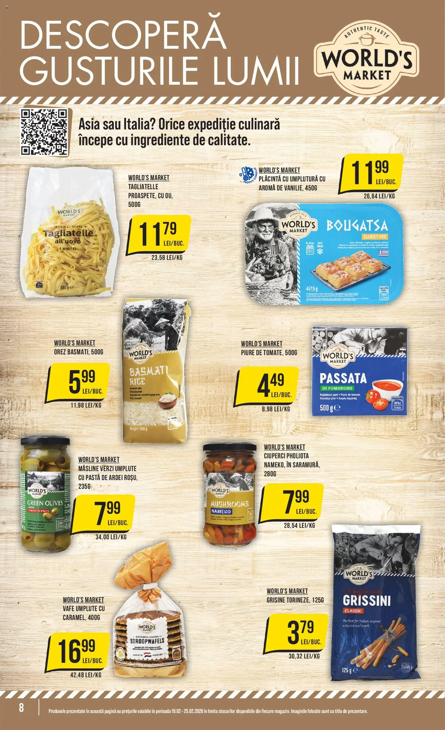 Noul catalog Mega Image – valabil de la 19.02.2026 | Pagină: 8 | Produse: Măsline, Ciuperci, Plăcintă, Paste