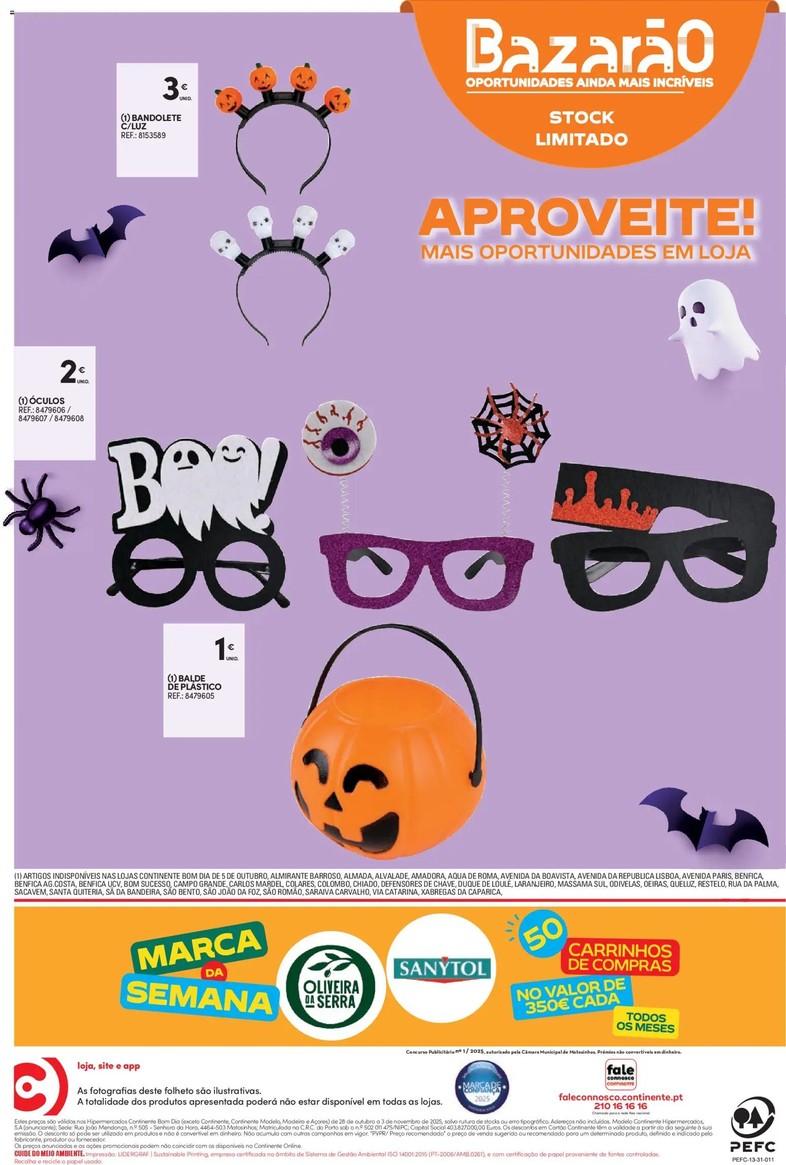 Continente Semanal Continente Bom Dia │ válido de 28.10.2025 | Página: 28 | Produtos: Óculos, Balde