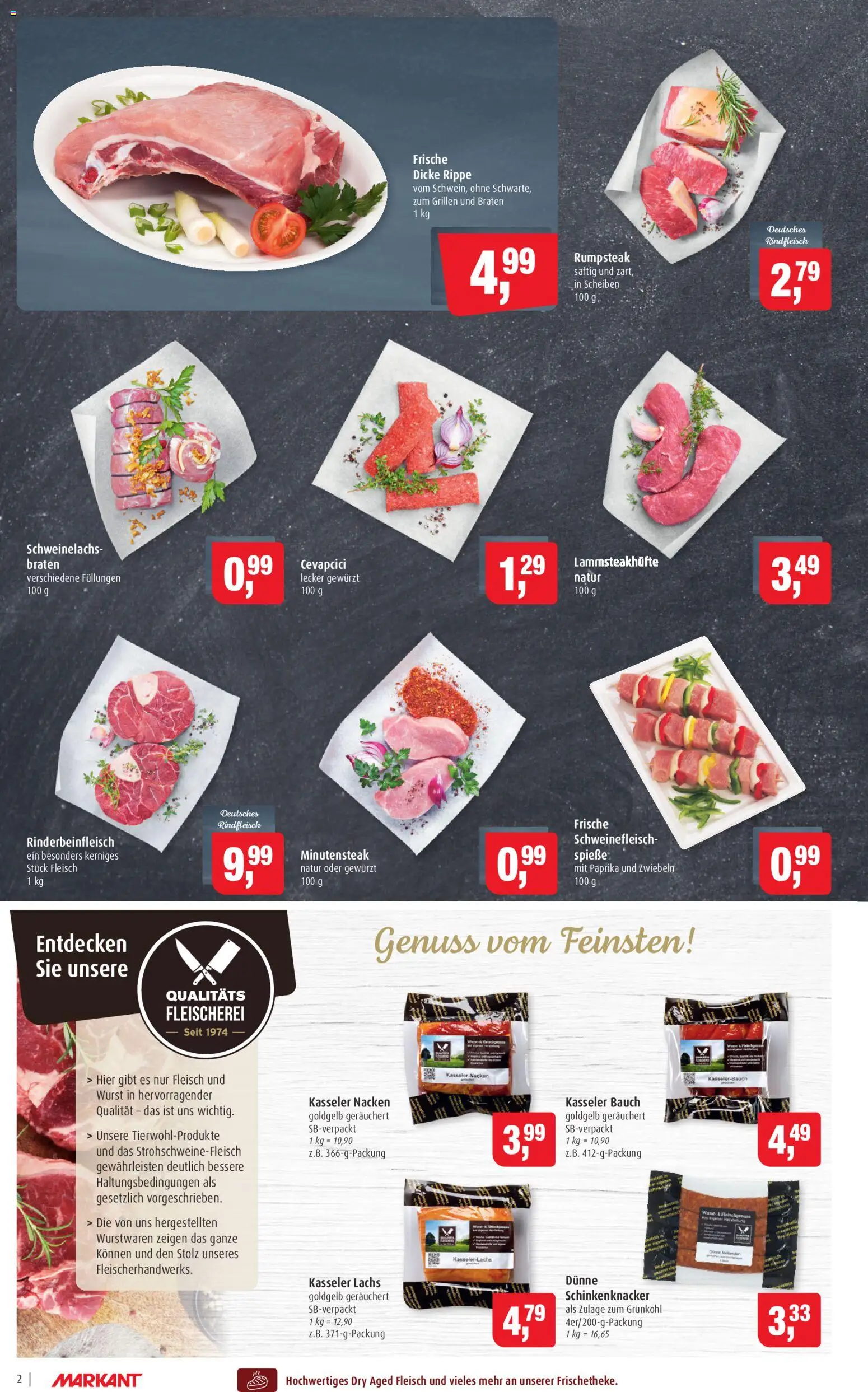Markant Prospekt 	 – gültig ab 26.01.2026 | Seite: 2 | Produkte: Cevapcici, Kasseler nacken, Lachs, Schweinefleisch