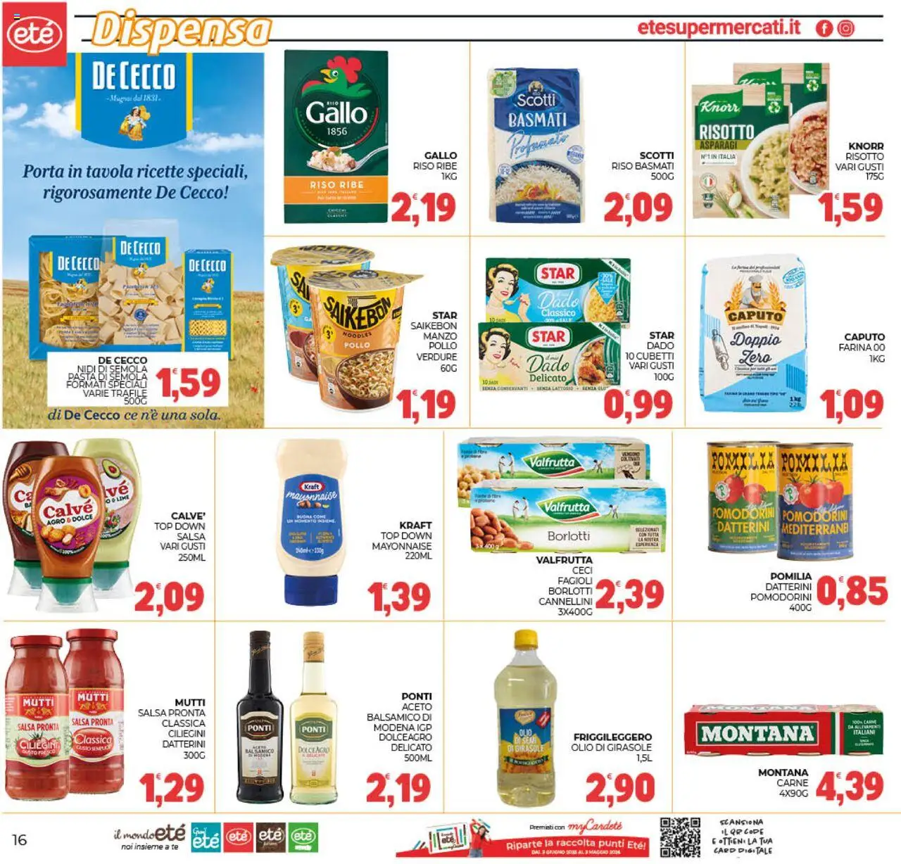 Volantino Eté del 19.09.2025 | Pagina: 16 | Prodotti: Pomodorini, Manzo, Pasta, Olio di girasole