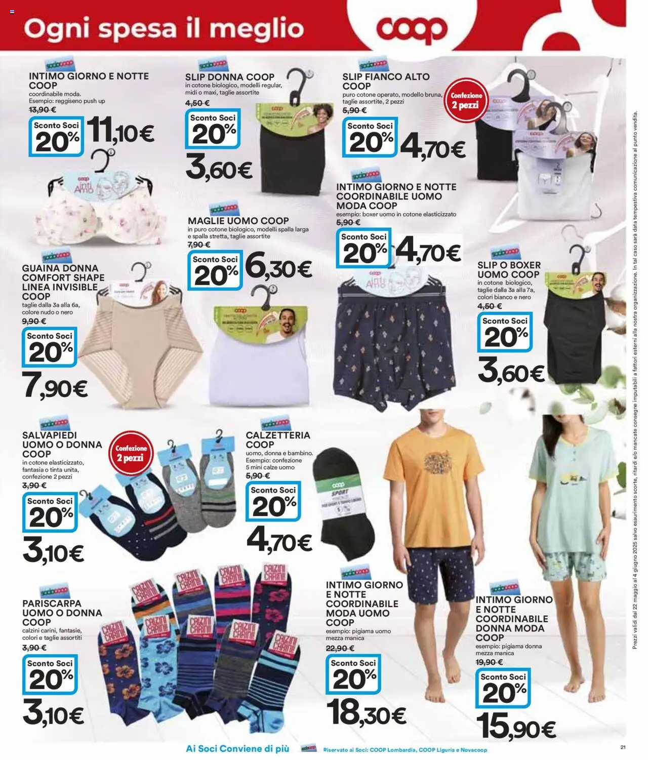 Volantino Ipercoop del 22.05.2025 | Pagina: 21 | Prodotti: Reggiseno, Calzini, Pigiama, Slip
