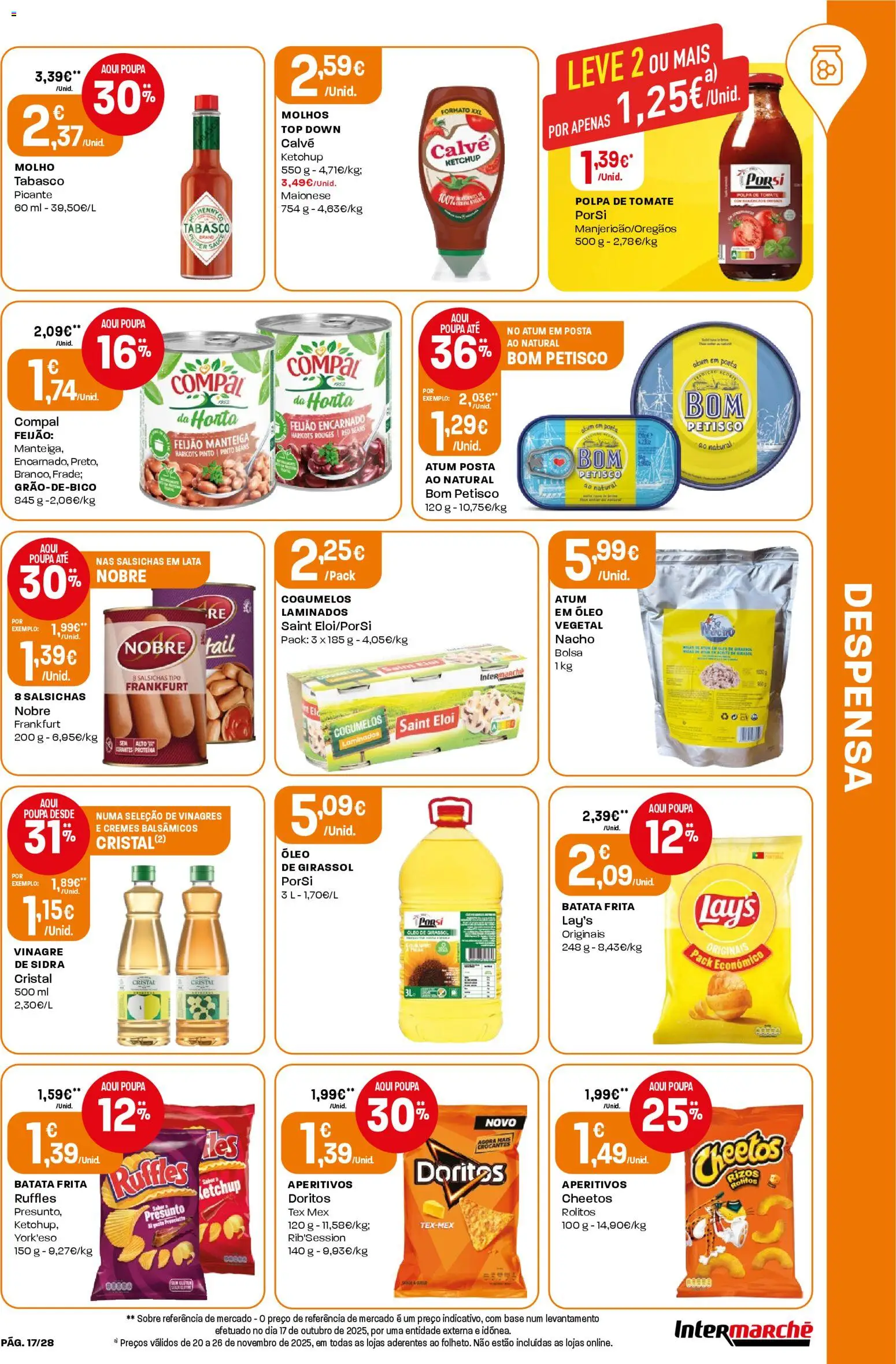 Intermarché Folheto Contact │ válido de 20.11.2025 | Página: 17 | Produtos: Vinagre, Batata frita, Tomate, Cogumelos