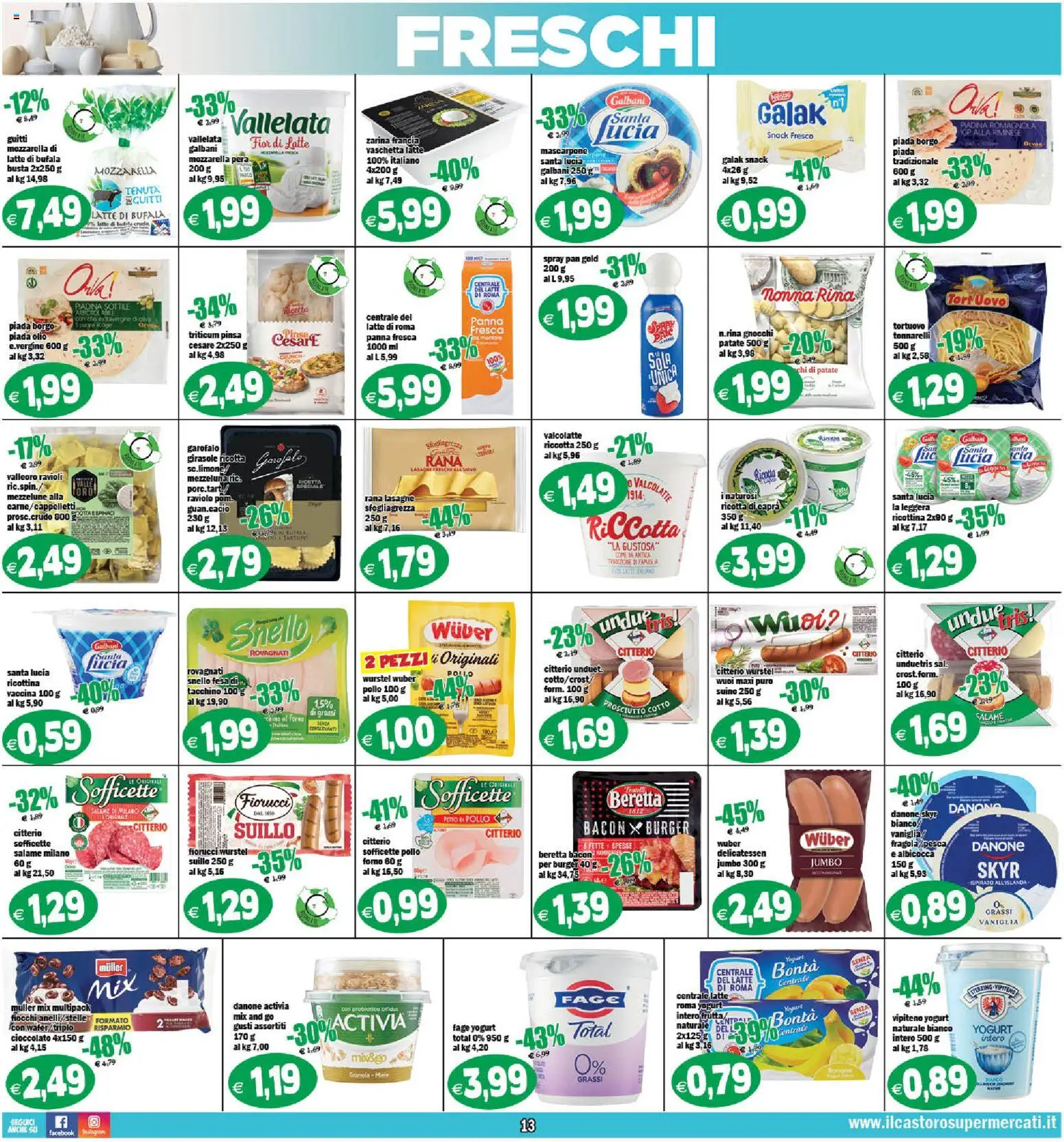Volantino Il Castoro del 17.04.2026 | Pagina: 13 | Prodotti: Yogurt, Suino, Mozzarella, Olio