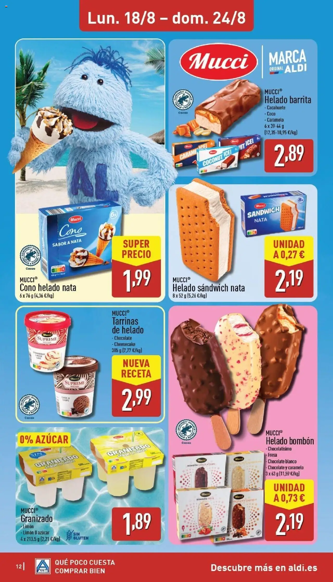 Aldi folleto Península │ válido desde el 18.08.2025 | Página: 12 | Productos: Helado bombón, Chocolate, Τυρόπιτα, Φρυγανιές σικάλεως