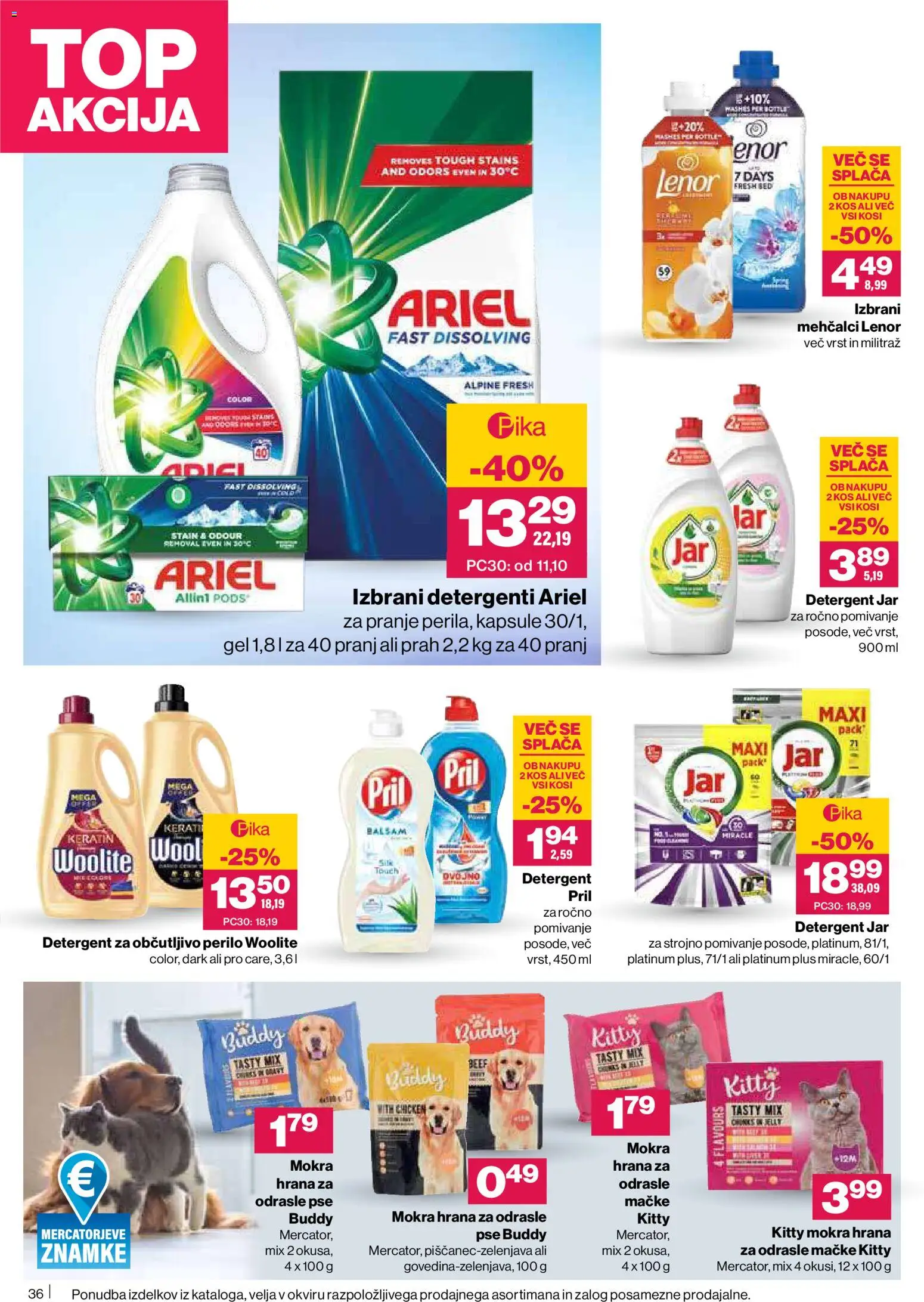 Novi Mercator katalog ponudbe – veljaven od 09.04.2026 | Stran: 36 | Izdelki: Kos, Detergent