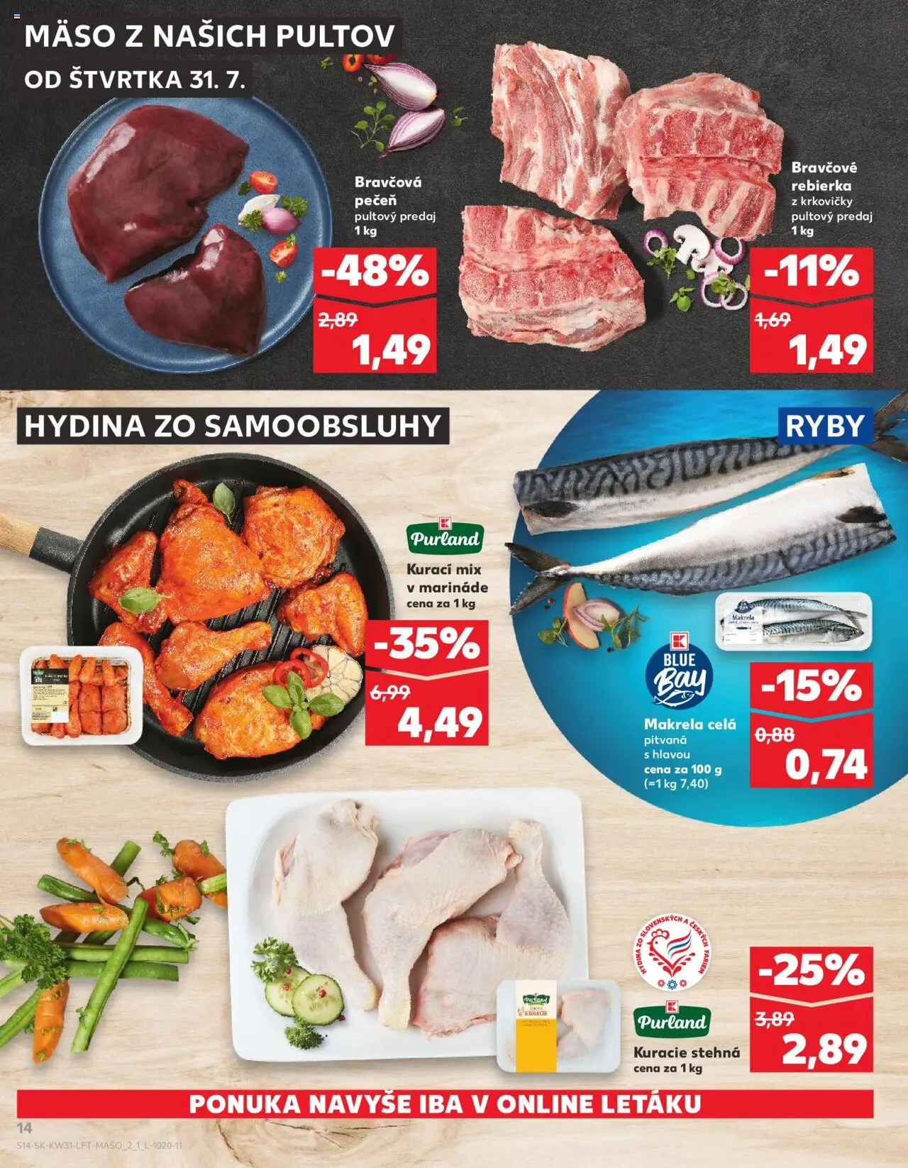 Kaufland SK akciós ujság - amely érvényes a következő dátumtól: 31.07.2025 | Oldal: 14 | Termékek: Makréla