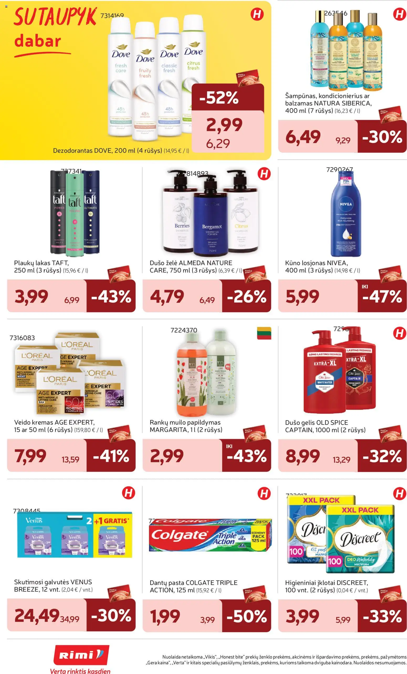 Rimi akcijos nuo 10.03.2026 | Puslapis: 34 | Prekių: Balzamas, Kremas, Dušo želė, Dezodorantas