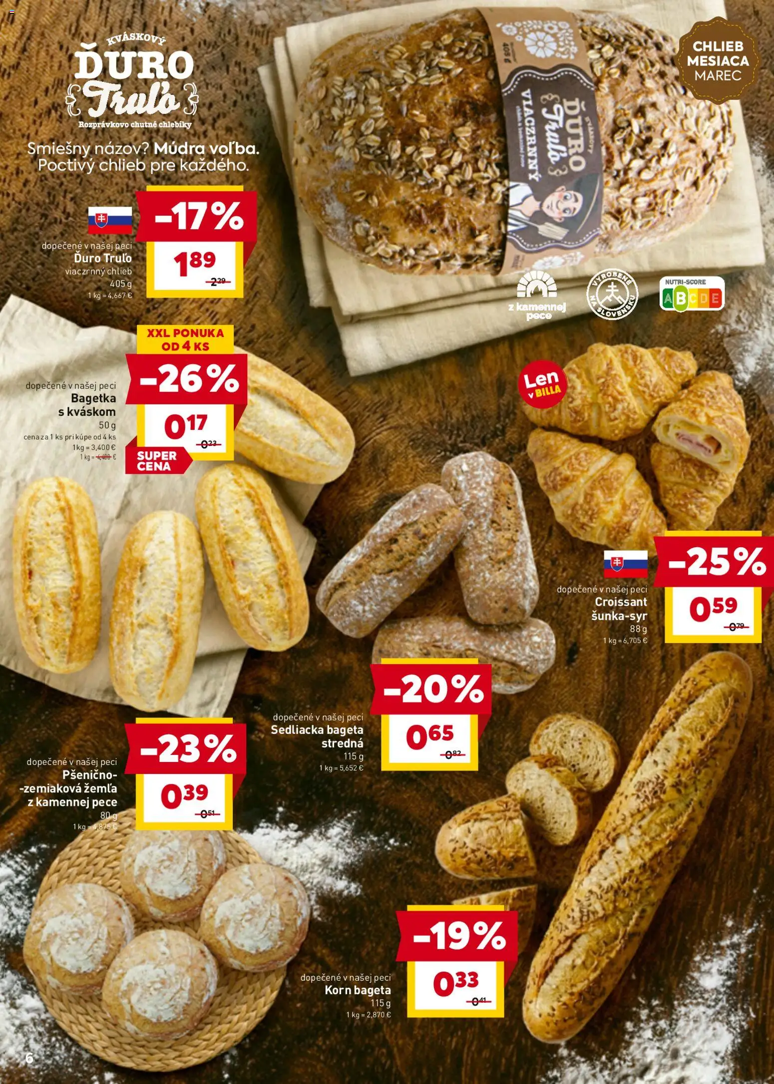 Nové Billa akcie – leták je platný od 04.03.2026 | Strana: 8 | Produkty: Chlieb, Croissant