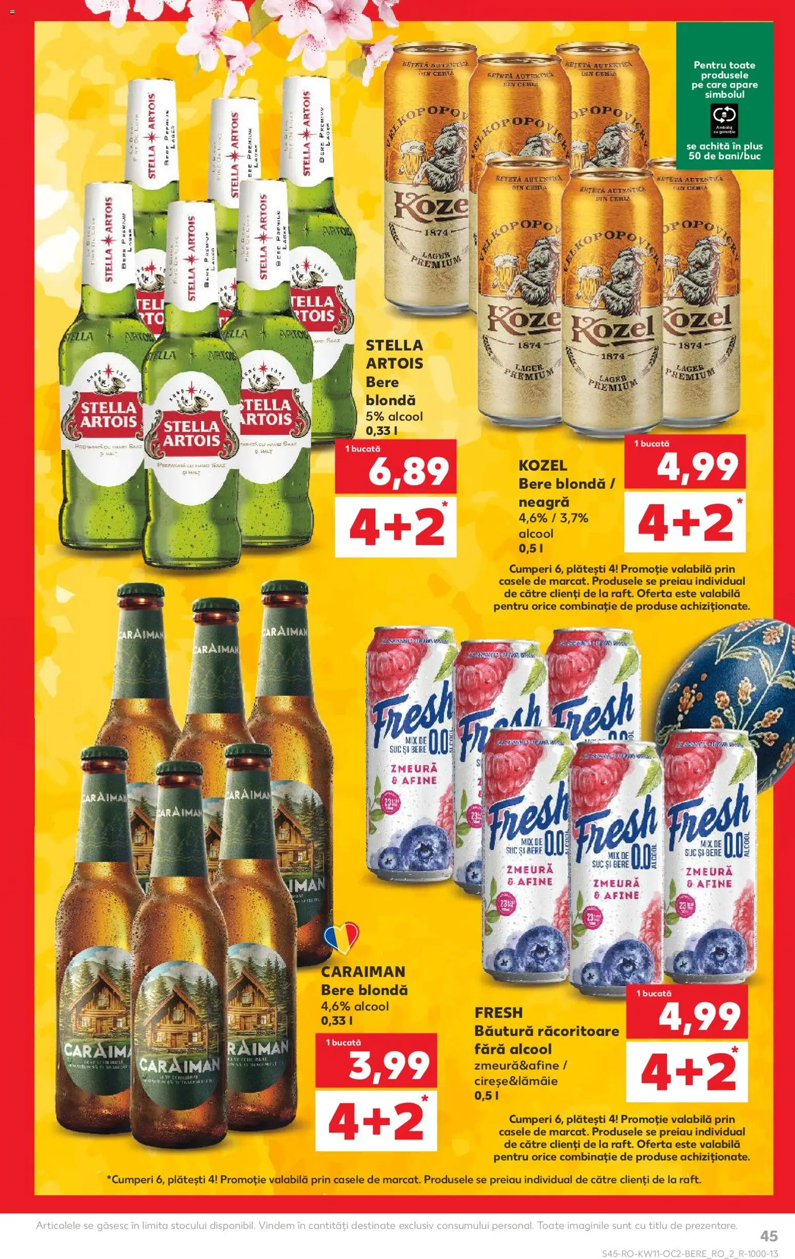 Kaufland RO akciós ujság - amely érvényes a következő dátumtól: 11.03.2026 | Oldal: 45 | Termékek: Stella artois