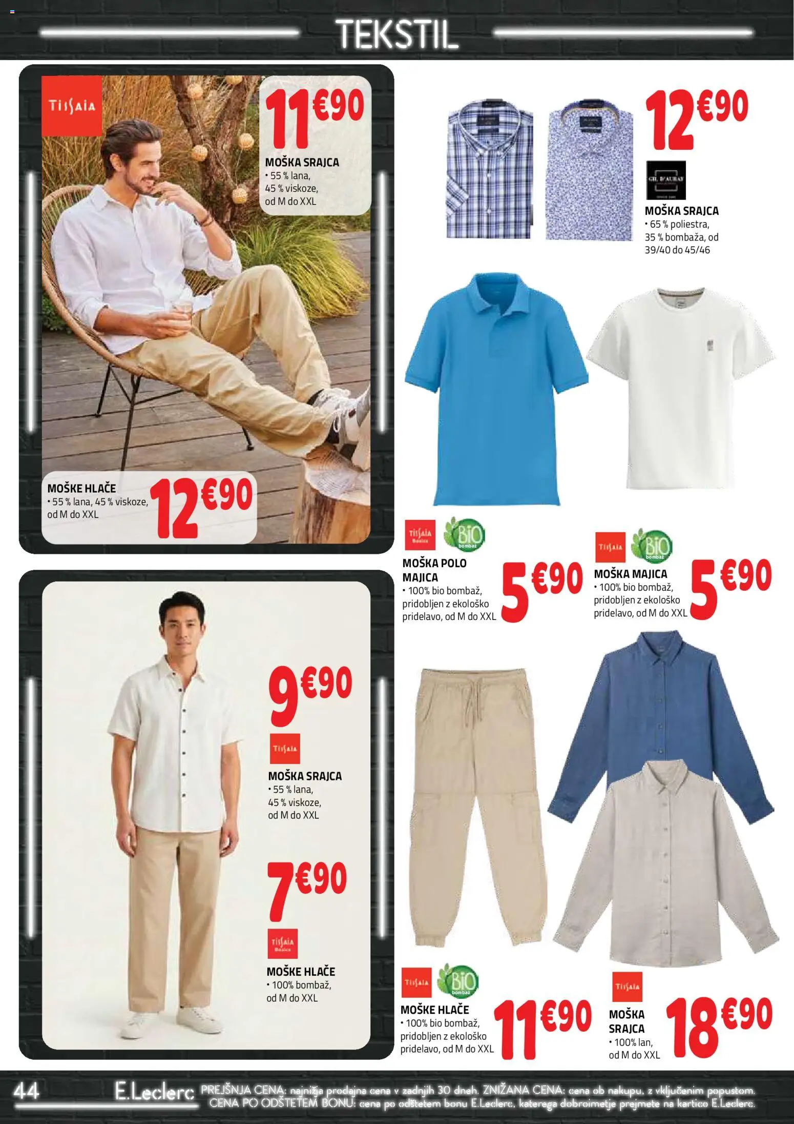 Novi E.leclerc katalog ponudbe – veljaven od 29.04.2026 | Stran: 44 | Izdelki: Srajca, Majica, Hlace