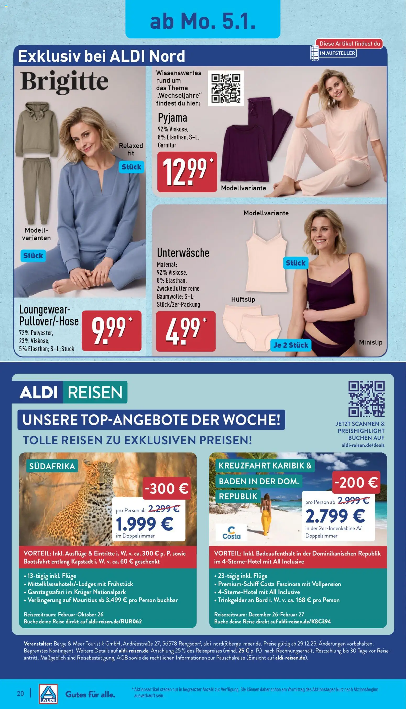 Aldi Prospekt 	 – gültig ab 05.01.2026 | Seite: 20 | Produkte: Unterwäsche, Pyjama