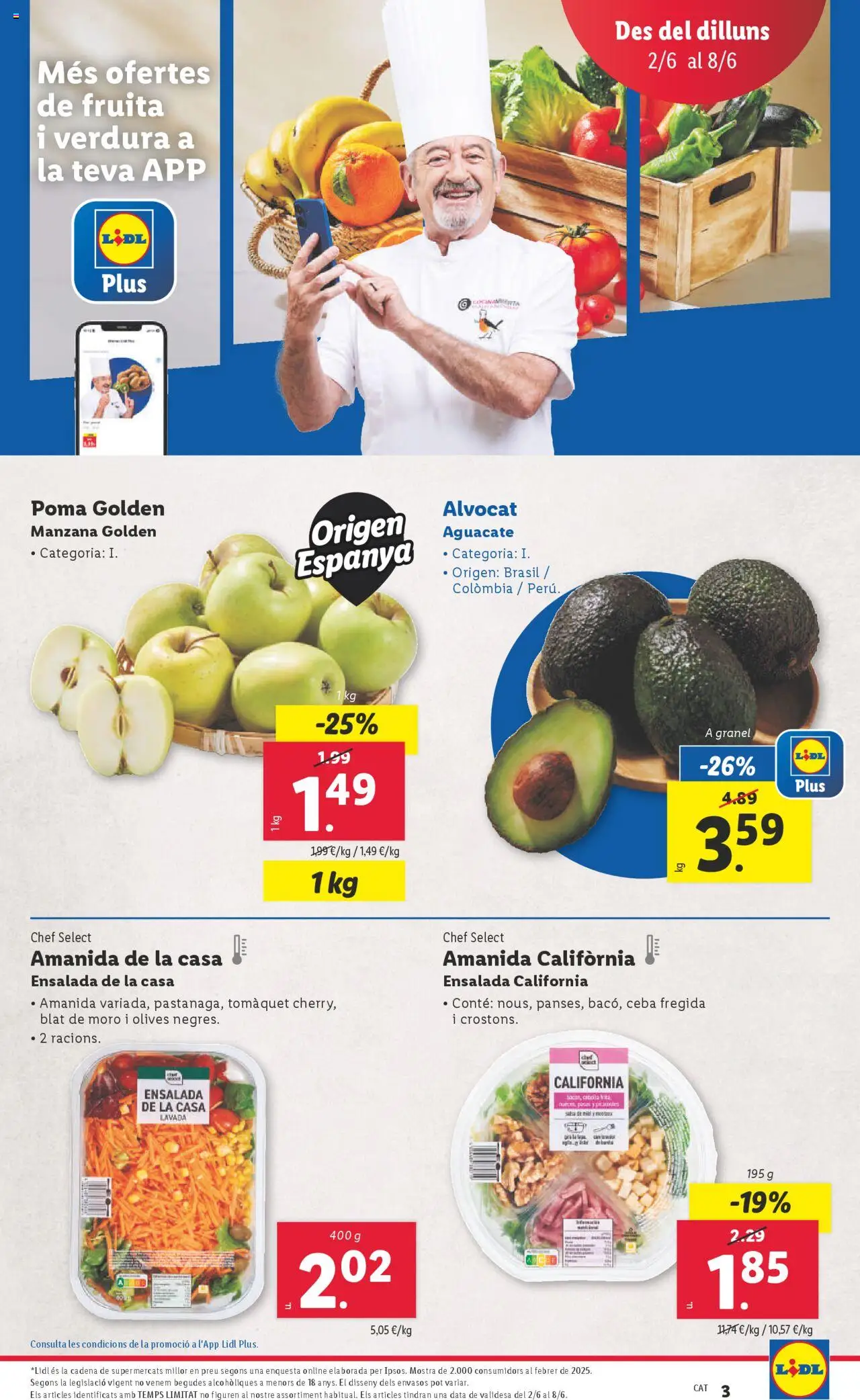 Lidl catálogo BCN │ válido desde el 02.06.2025 | Página: 3 | Productos: Ψηφιακή κάμερα, Ensalada, Apple, Παγωμένο τσάι