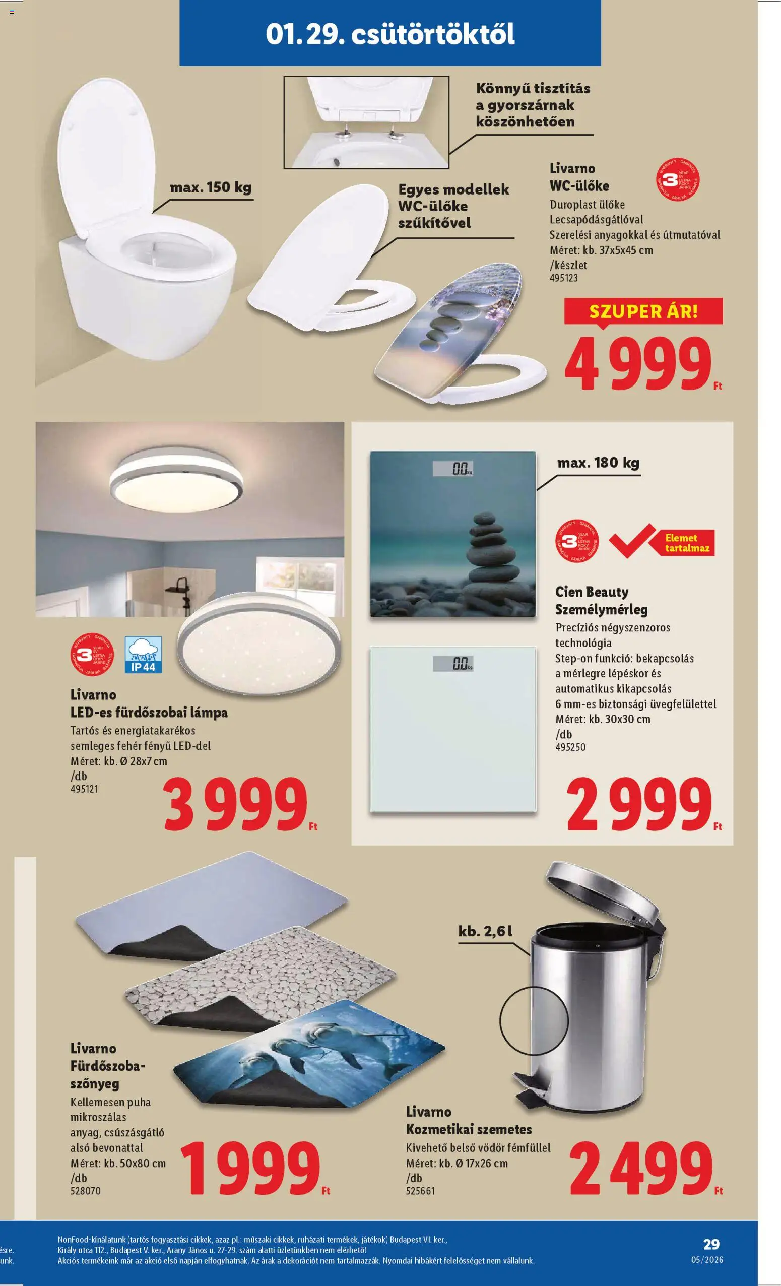 Lidl akciós ujság - amely érvényes a következő dátumtól: 29.01.2026 | Oldal: 29 | Termékek: Játékok, Ülőke, Lámpa, Fürdőszoba