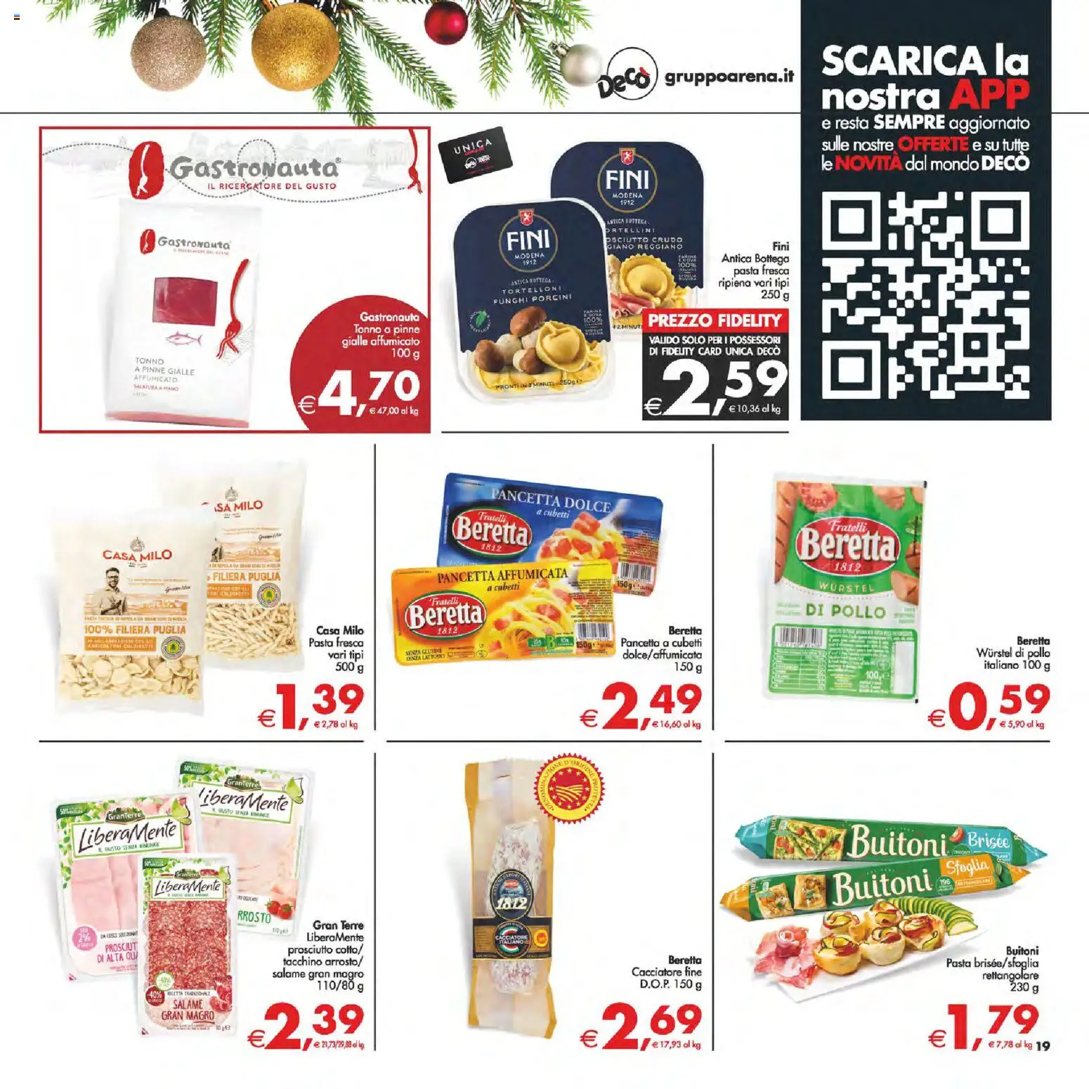 Volantino Decò del 05.12.2025 | Pagina: 19 | Prodotti: Salame, Prosciutto, Pasta, Tonno