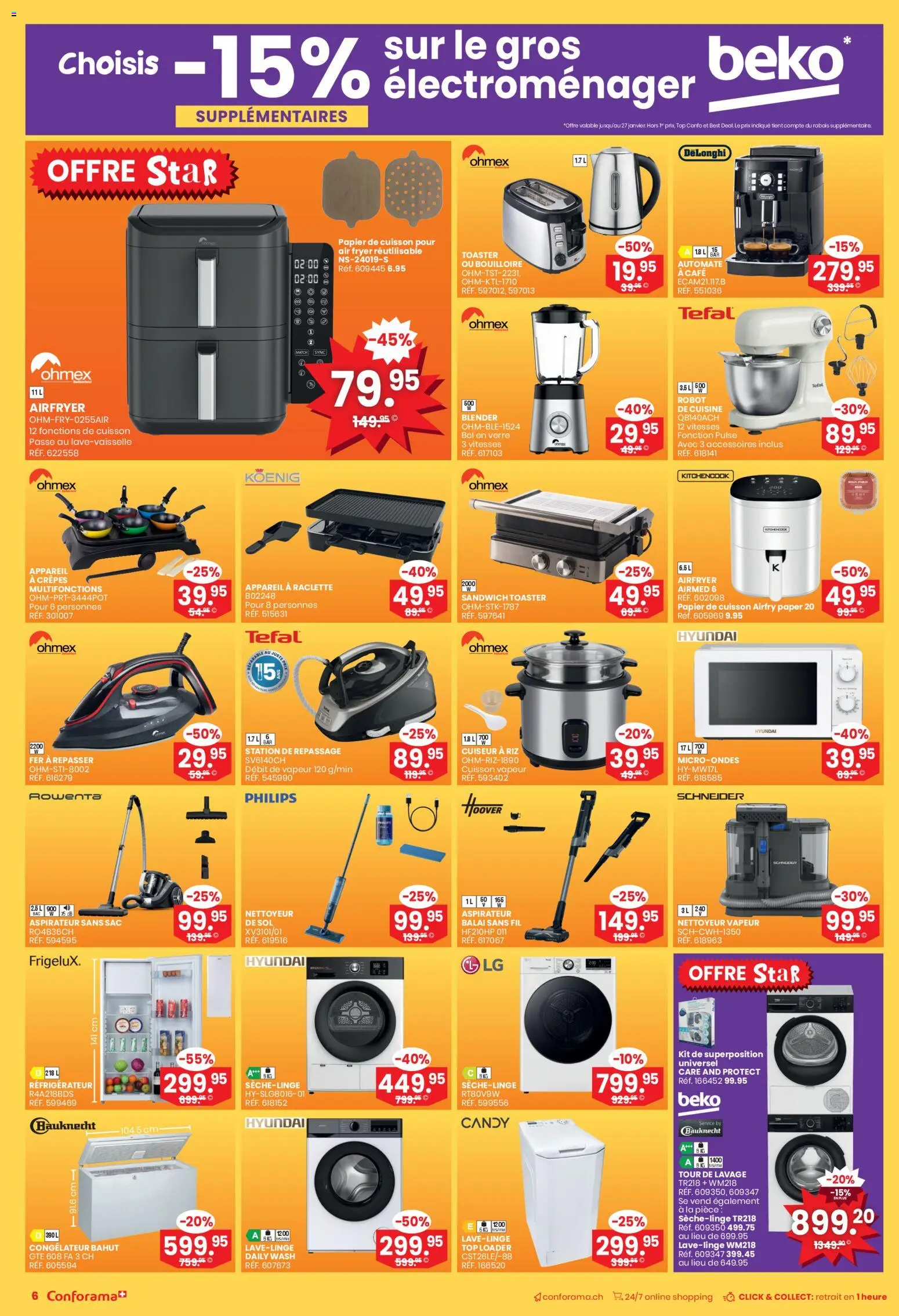Conforama Aktionen FR – gültig ab 21.01.2026 | Seite: 6 | Produkte: Toaster, Raclette, Top, Philips