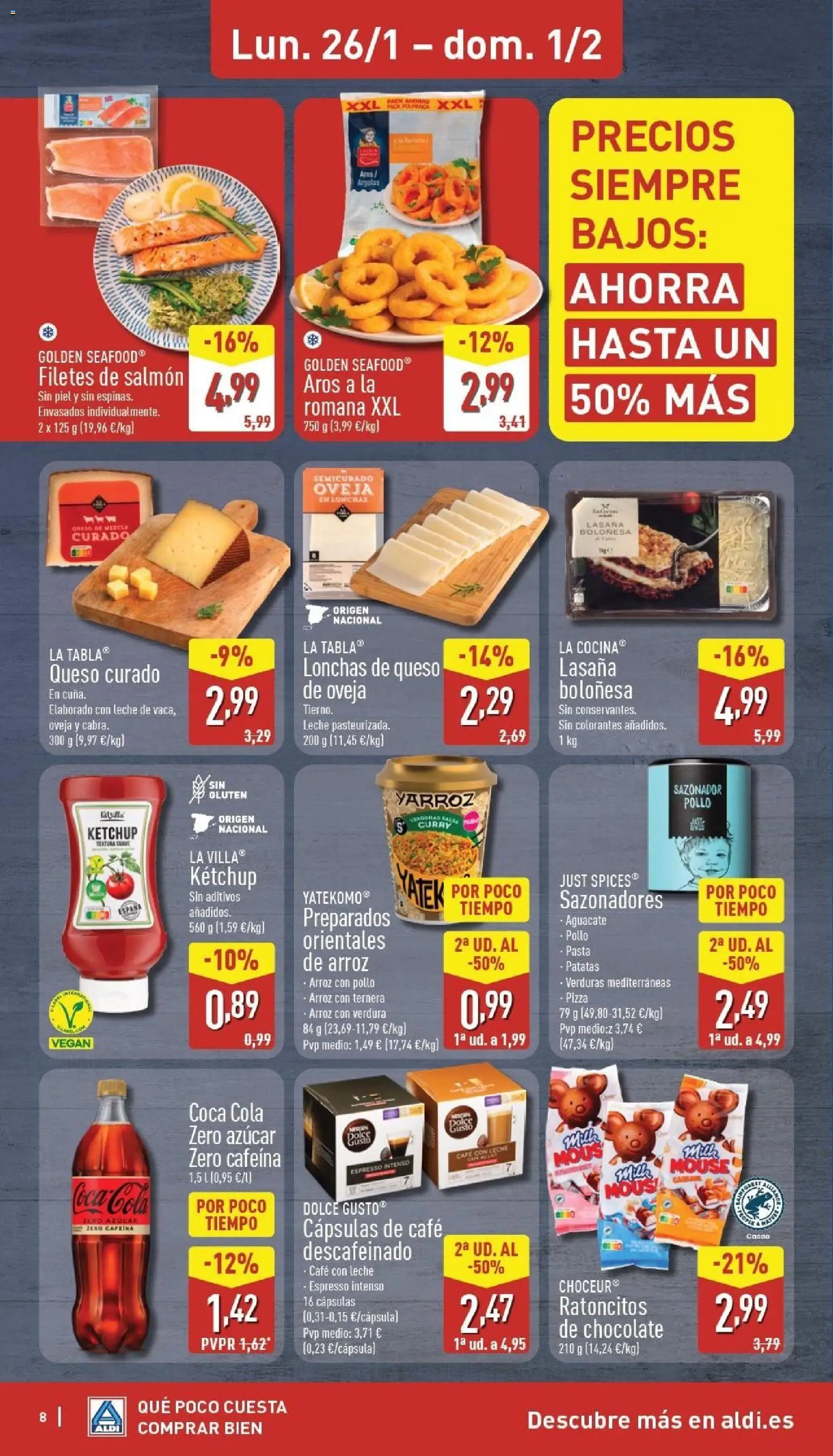 Aldi folleto Canarias │ válido desde el 26.01.2026 | Página: 8 | Productos: Queso de oveja, Cocina, Lasaña, Φρυγανιές σικάλεως
