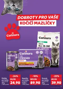 Náhled letáku Kapsičky pro kočky, multipack 12x85 g od 08.04.2026 | Strana: 43 | Produkty: Granule, Kapsičky pro kočky, Granule pro kočky, Paštika