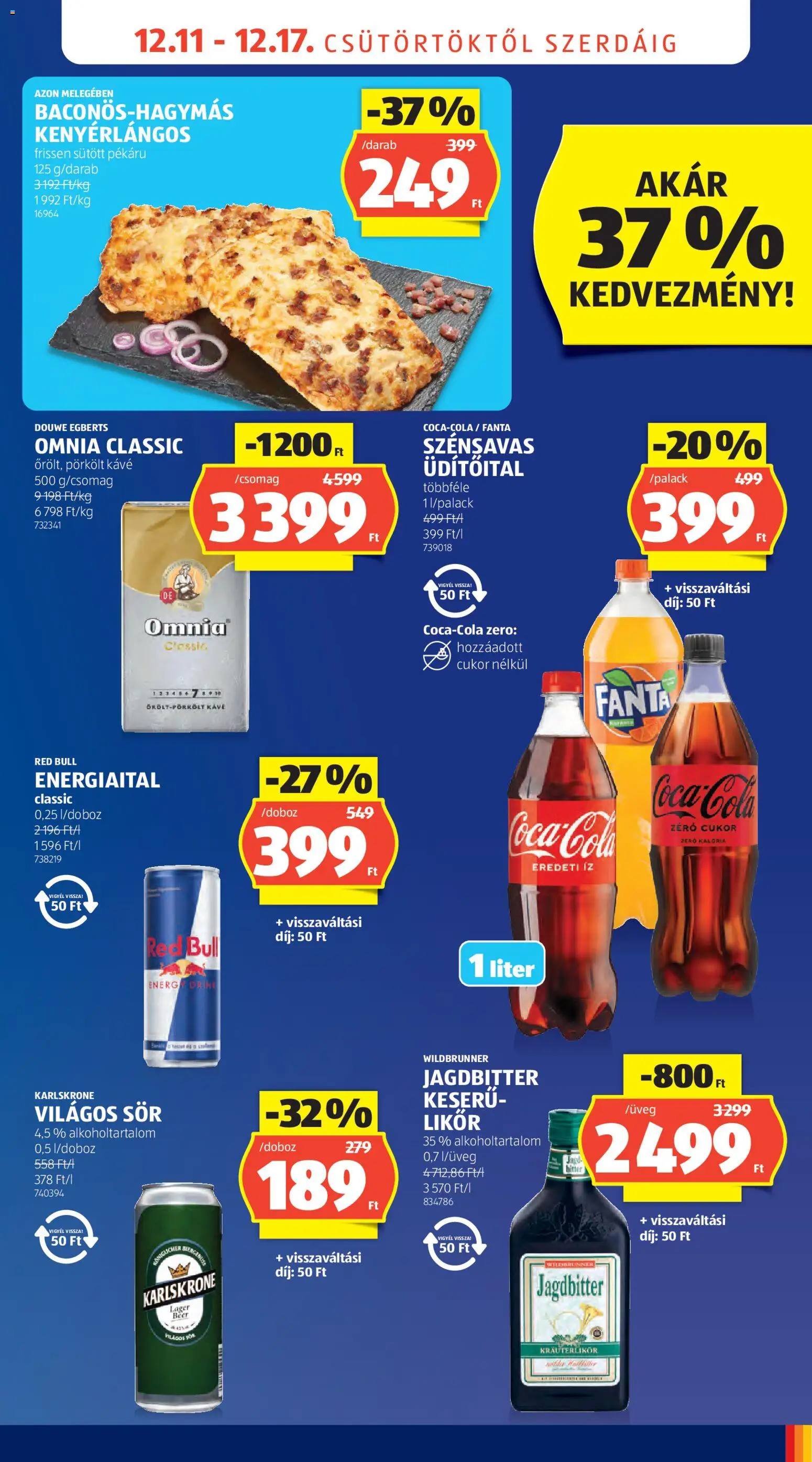 Aldi akciós ujság - amely érvényes a következő dátumtól: 11.12.2025 | Oldal: 15 | Termékek: Red bull, Kávé, Likőr, Cukor
