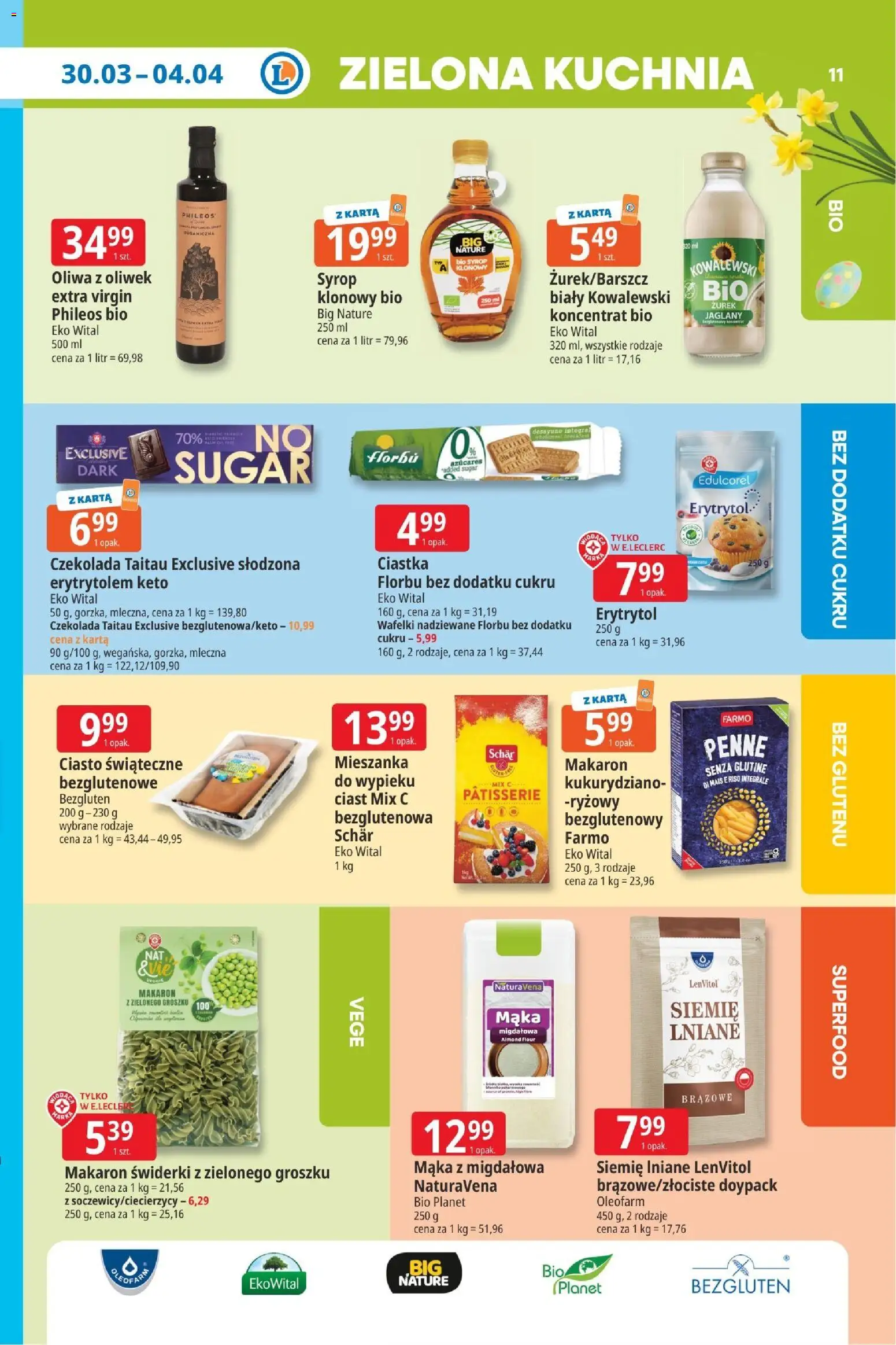 E.Leclerc gazetka - Radom od 30.03.2026 | Strona: 11 | Produkty: Oliwa z oliwek, Penne, Ciasto, Zurek