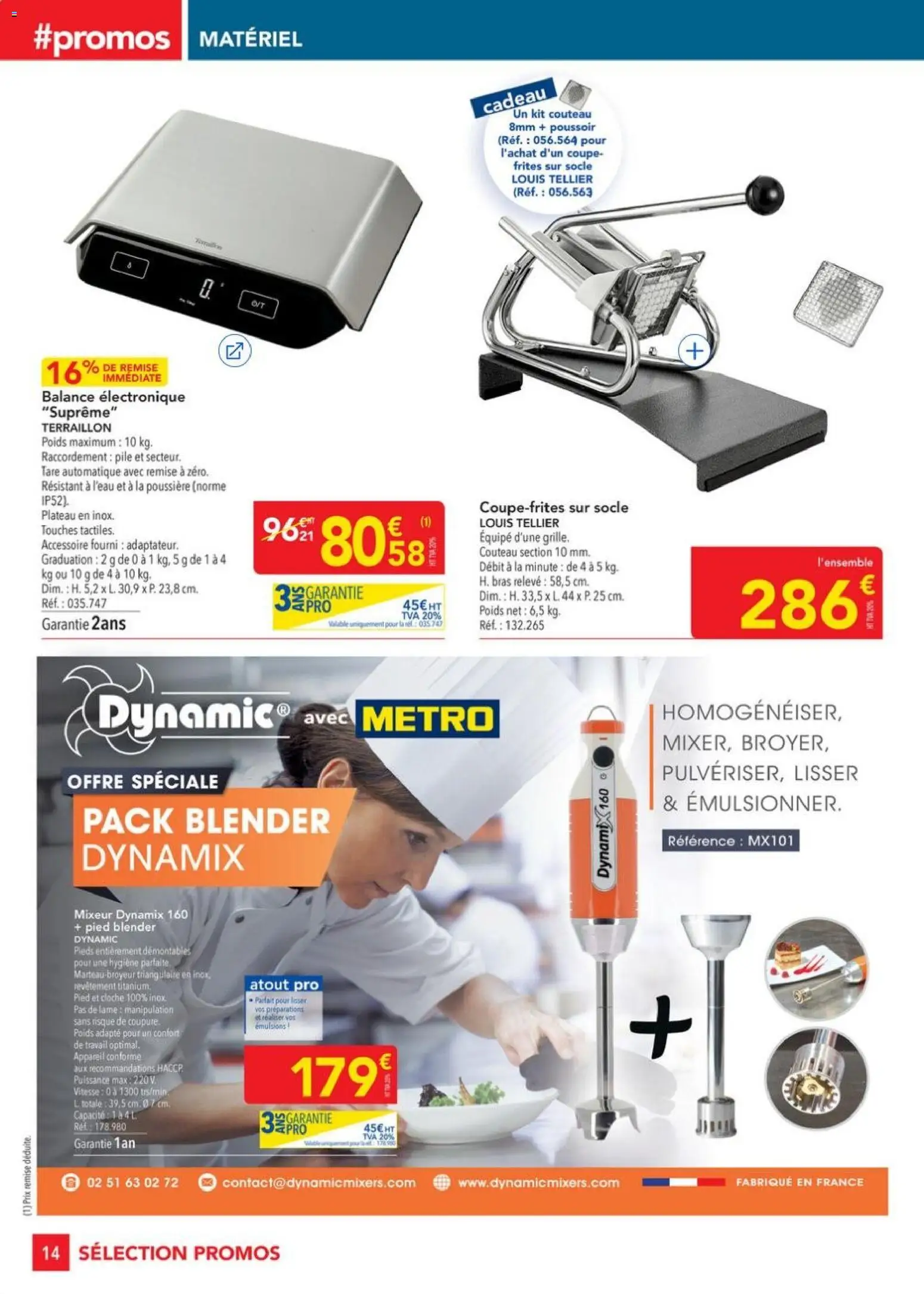 {H1} | Page: 14 | Produits: Mixeur, Plateau, Poids, Frites